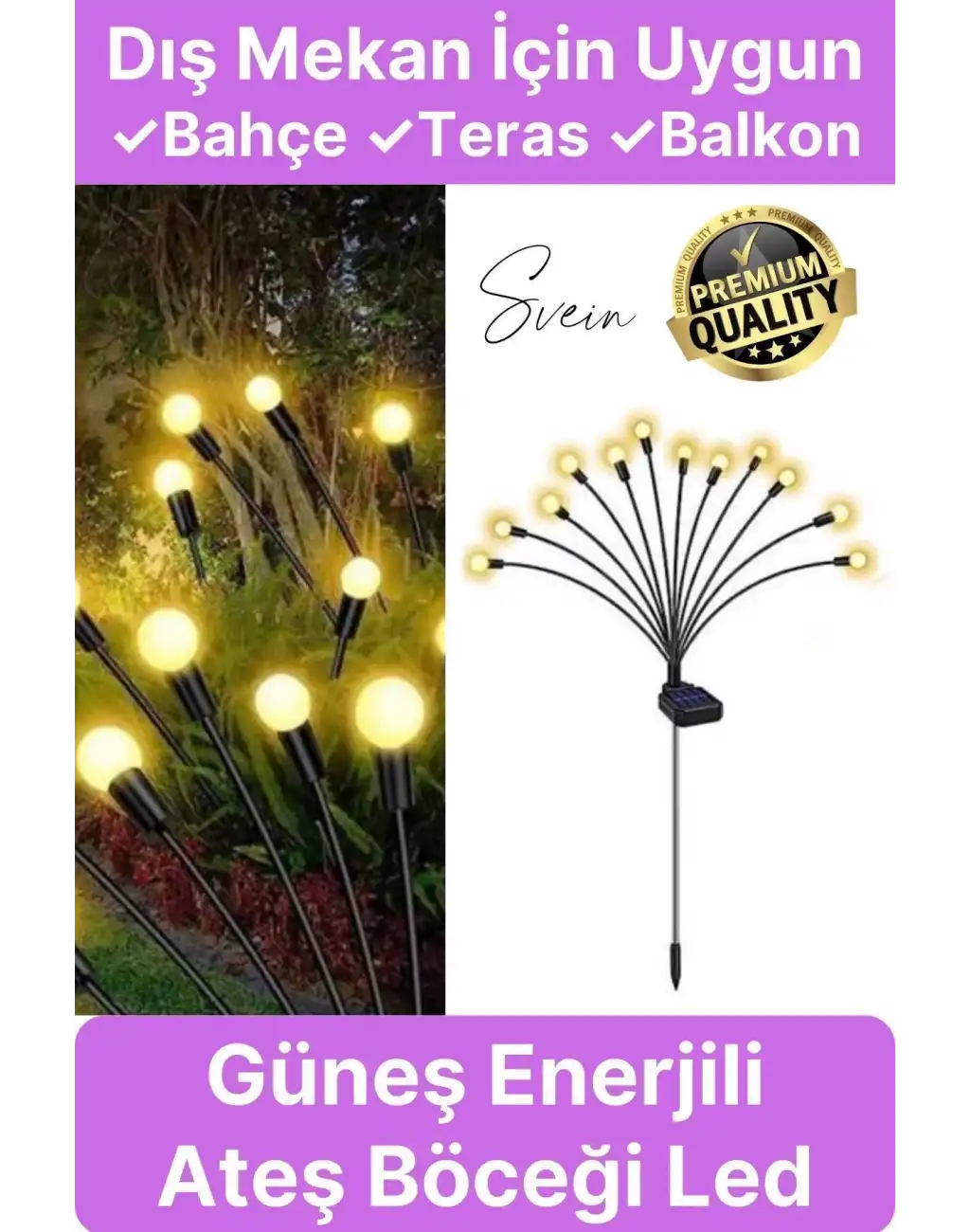 Premium Güneş Enerjili Solar Dış Mekan Su Geçirmez Bahçe Peyzaj Aydınlatma Süs Led Işık Saçaklı