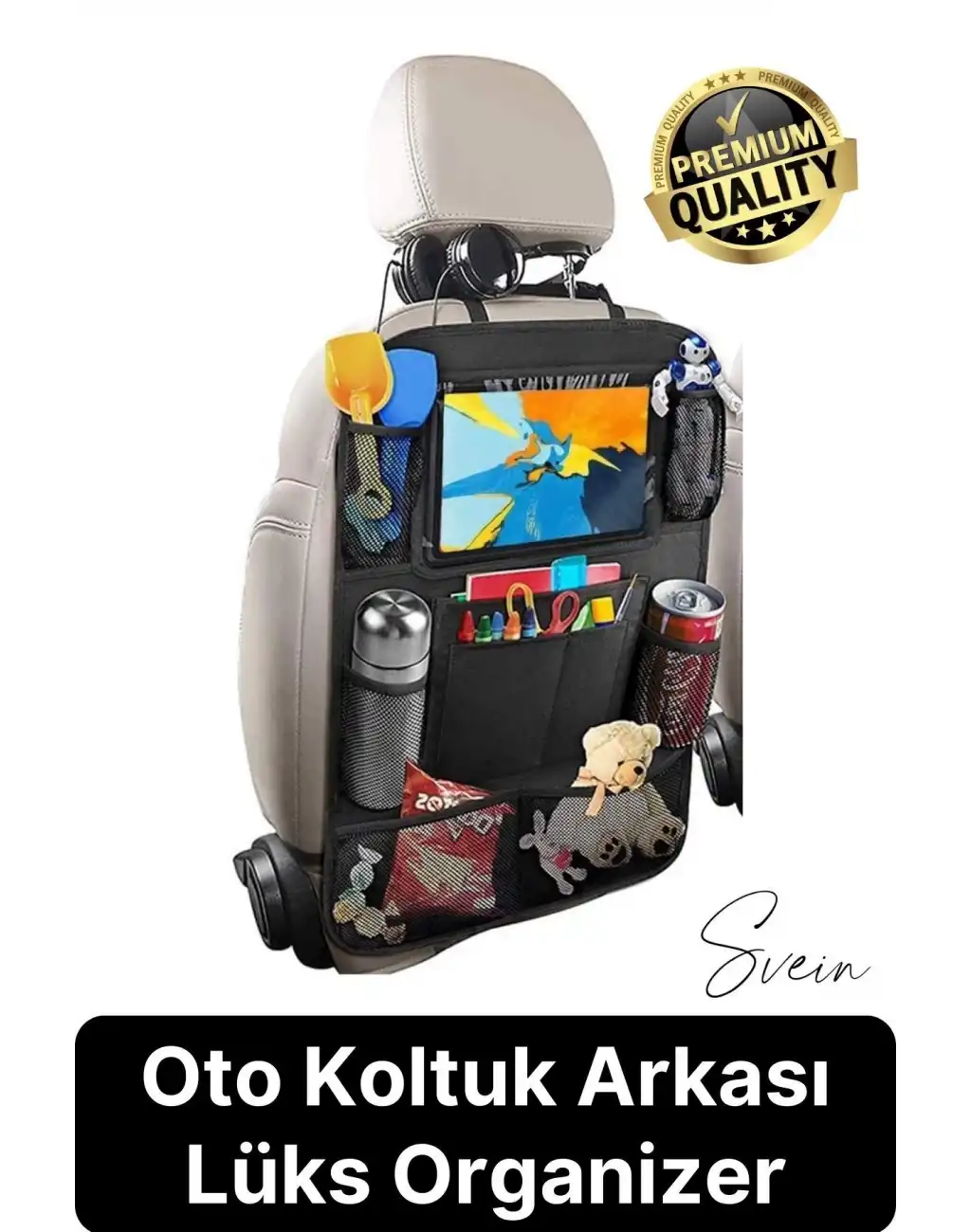Premium Oto Koltuk Arkası Şeffaf Koruyucu Kılıf Tablet Tutucu Araç İçi Düzenleyici Pratik Organizer