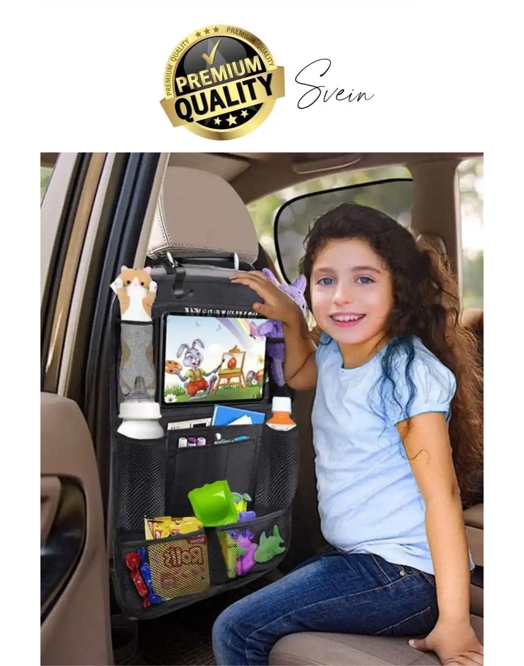 Premium Oto Koltuk Arkası Şeffaf Koruyucu Kılıf Tablet Tutucu Araç İçi Düzenleyici Pratik Organizer