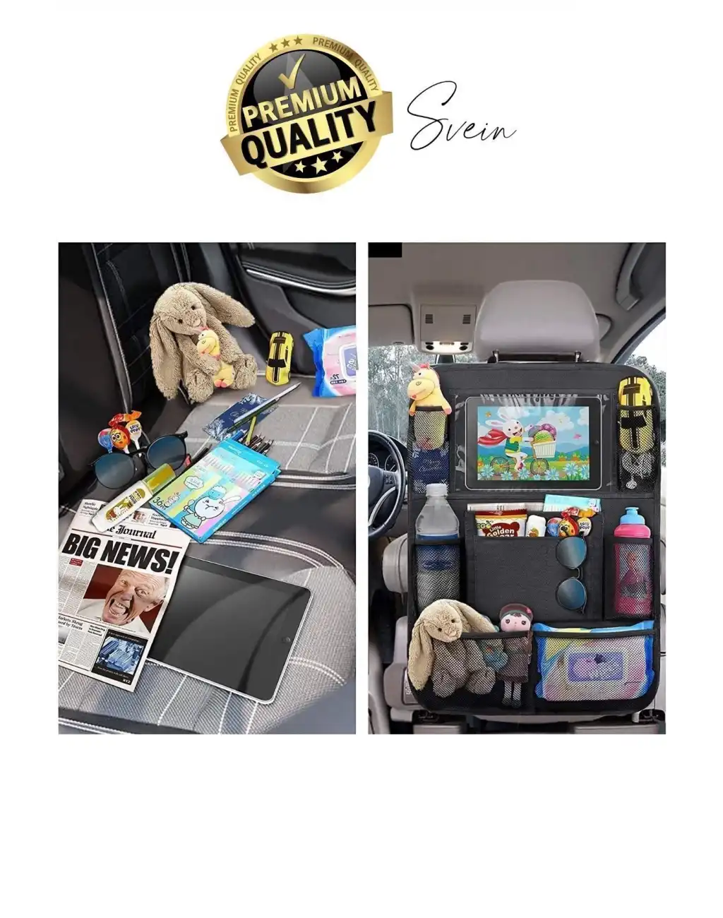 Premium Oto Koltuk Arkası Şeffaf Koruyucu Kılıf Tablet Tutucu Araç İçi Düzenleyici Pratik Organizer