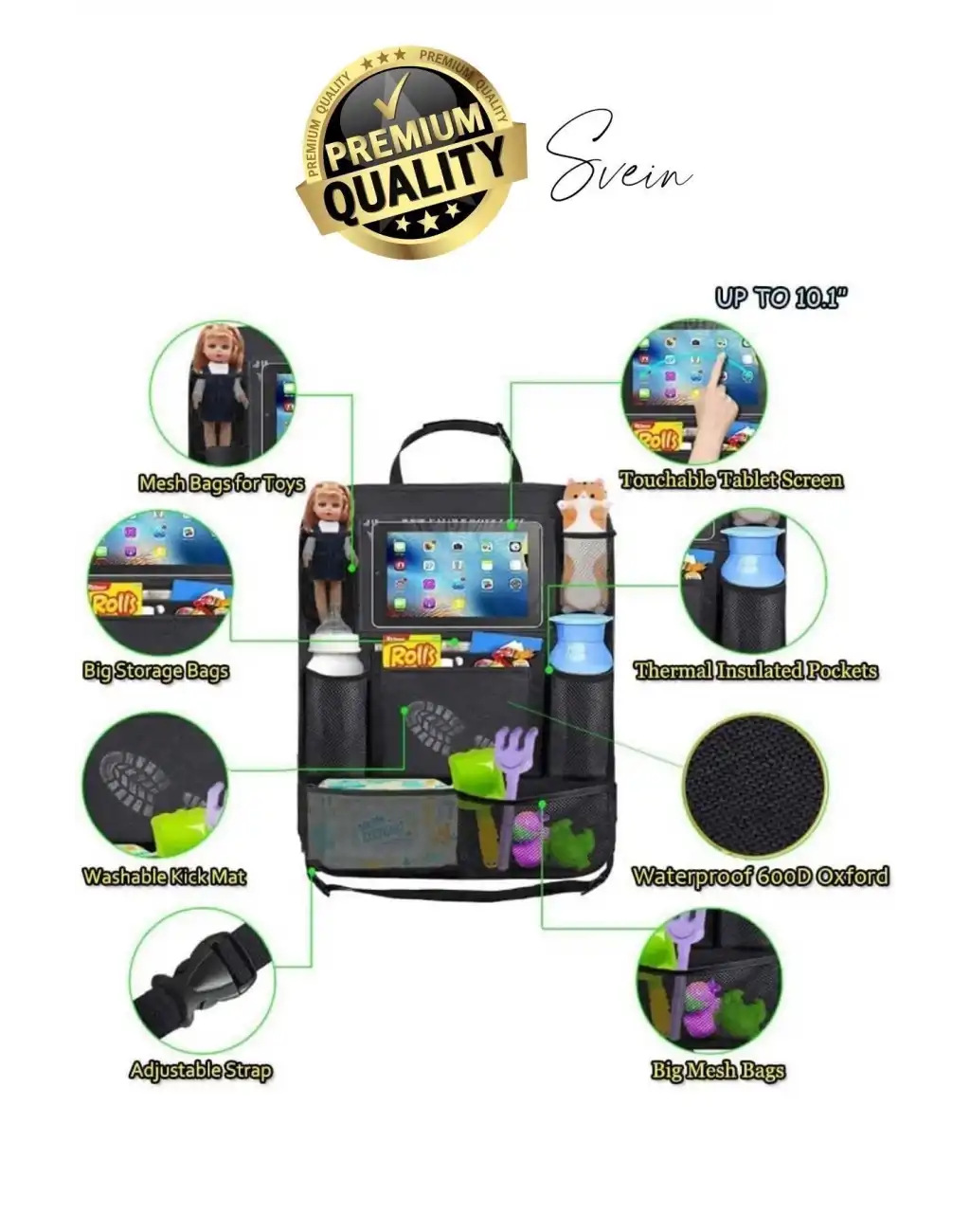 Premium Oto Koltuk Arkası Şeffaf Koruyucu Kılıf Tablet Tutucu Araç İçi Düzenleyici Pratik Organizer