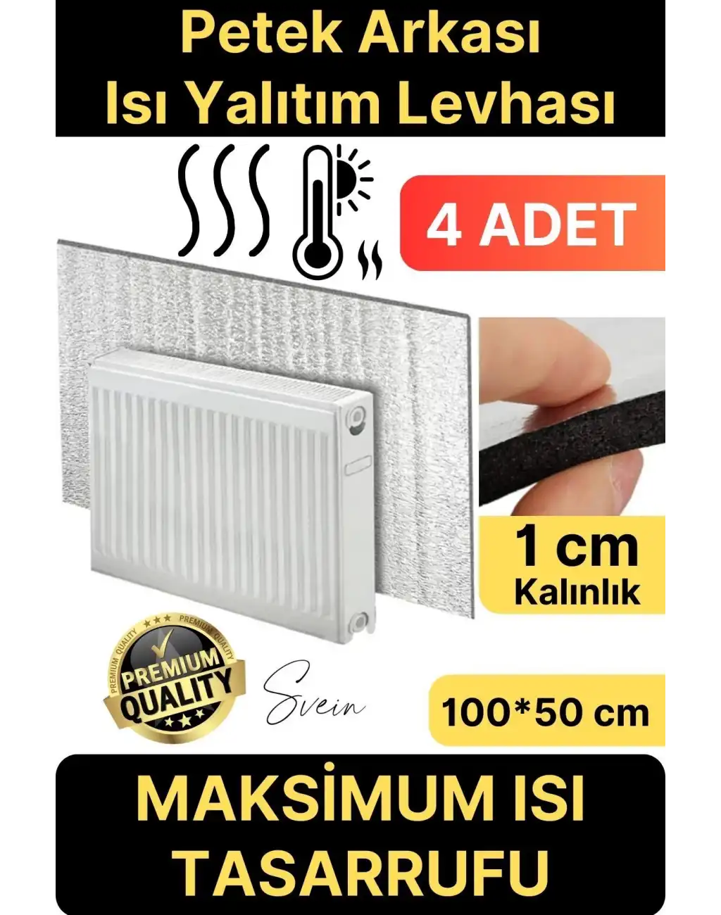 4 Adet Petek Arkası 1 Cm Isı Yalıtım Levhası Radyatör Izolasyon Kalorifer Ev Ofis Tasarruf Arkalığı