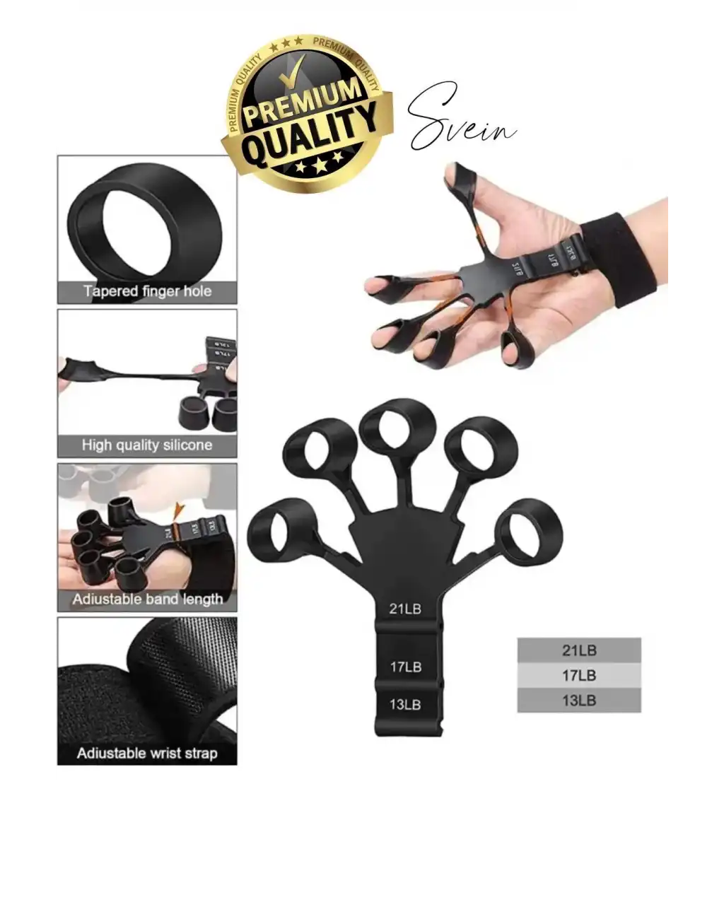 Premium 3 Direnç Seviyeli Parmak Güçlendirici Damar Belirginleştirici Kavrama El Yayı Egzersiz Aleti