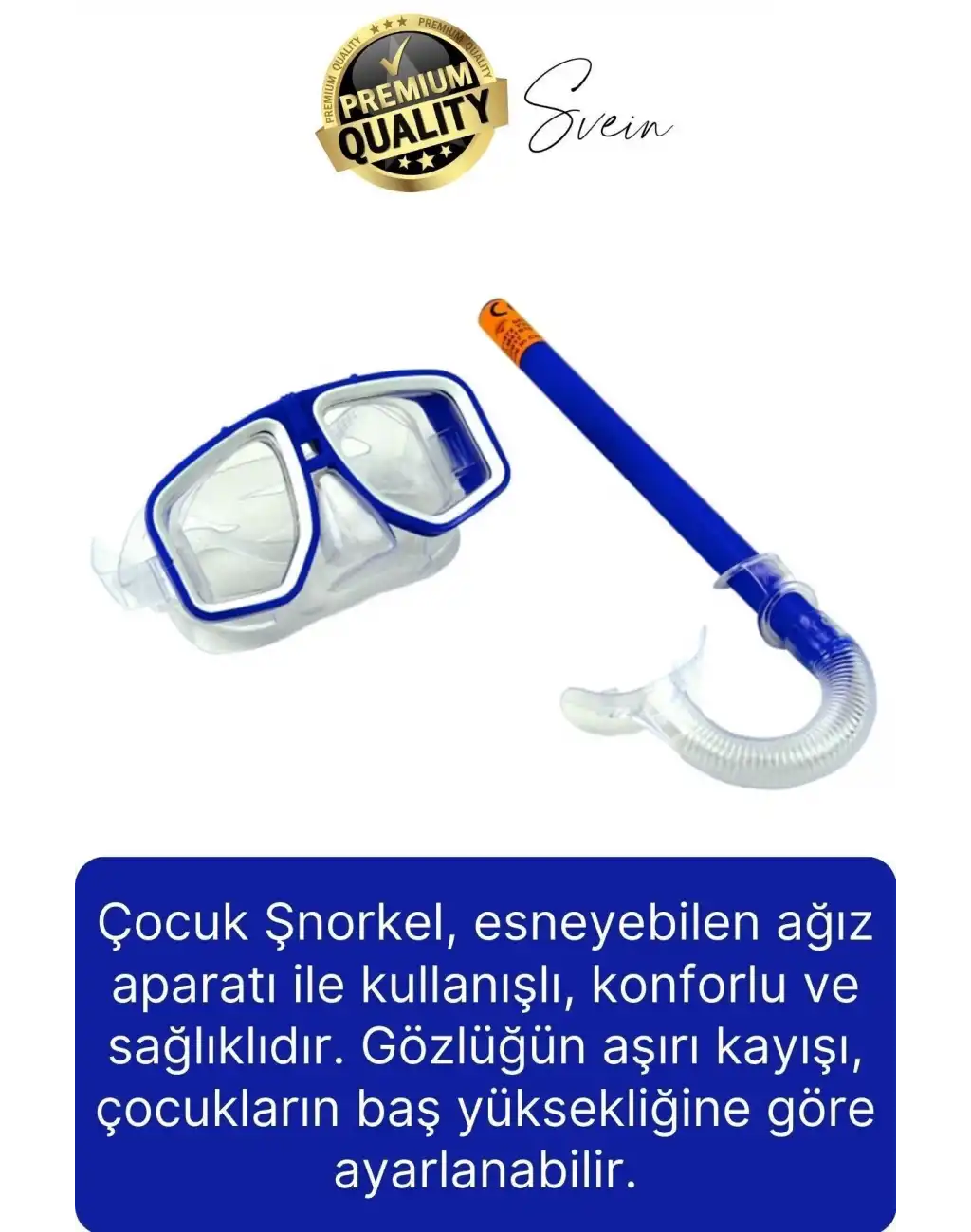 Premium Çocuk Dalış Gözlüğü Ve Şnorkel Set Vakumlu Ayarlanabilir Güvenli Su Sızdırmaz Deniz Havuz