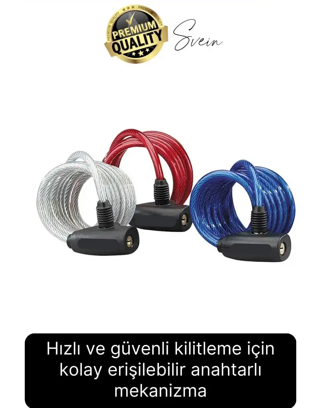 Premium Anahtarlı Çelik Halatlı Dayanıklı Bisiklet Motosiklet Scooter Kilidi 150 cm Güvenli Pratik