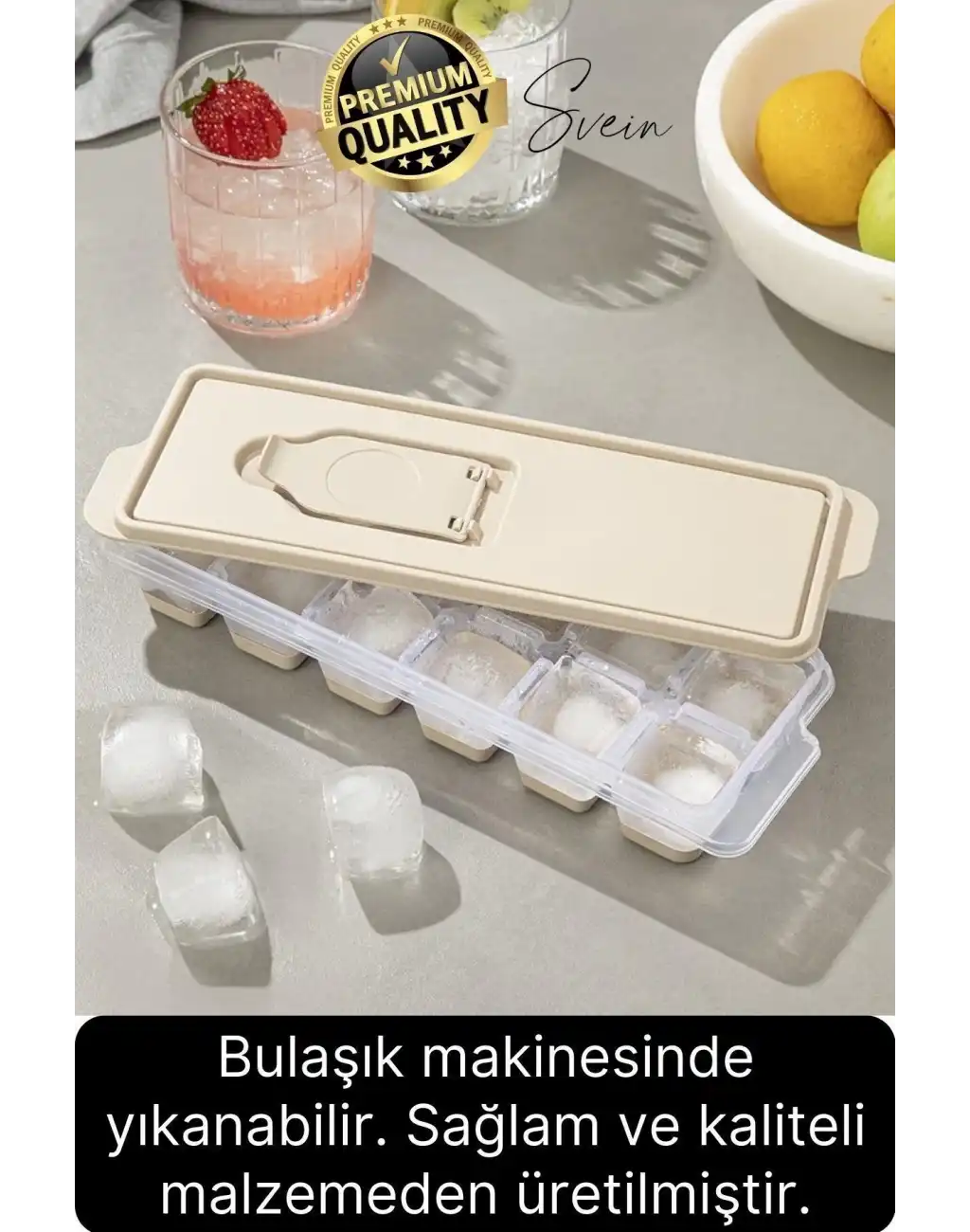 Premium 12 Bölmeli Pratik Bas Çıkar Silikon Buzluk Yapışmaz Kalıp Sızdırmaz Kapaklı Hava Geçirmez