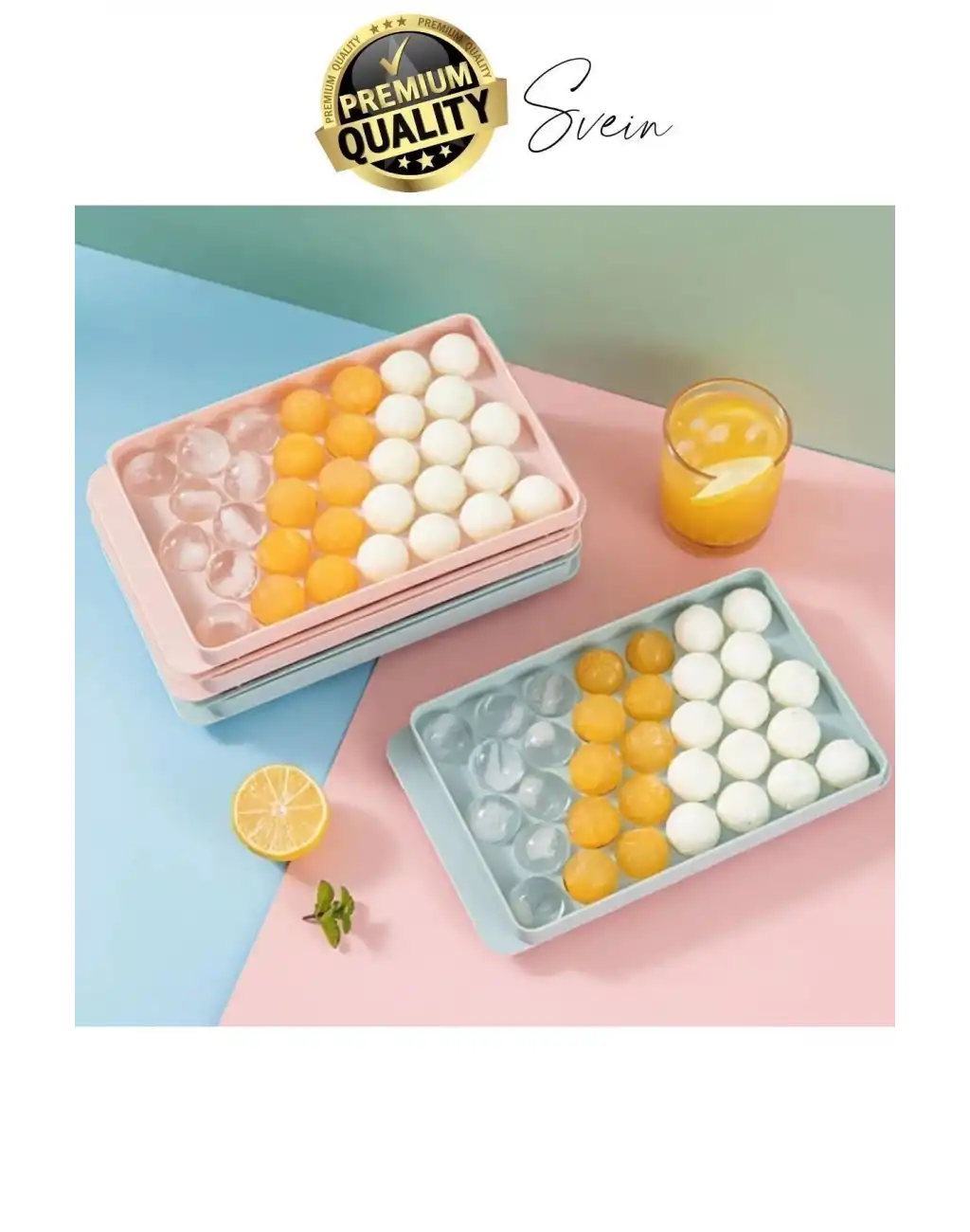 Premium Küre Buz Kalıbı Kapaklı 33 Hazneli Yuvarlak Sağlıklı Kokteyl Sunum Şekilli Soğuk Su İçecek