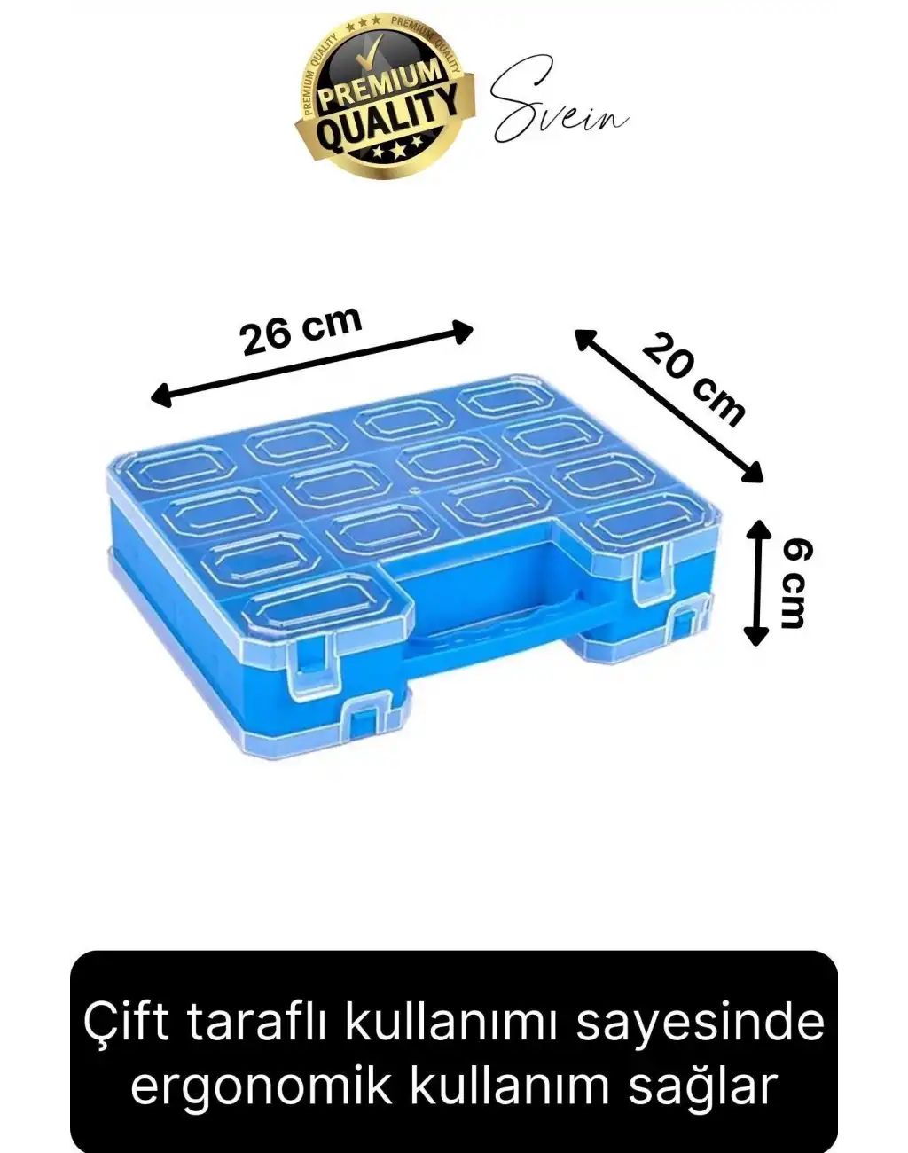 Premium Çift Taraflı Vida Çivi Balıkçı Malzeme Organizer Çanta 22 Gözlü Bölmeli Şeffaf Kilitli Kapak