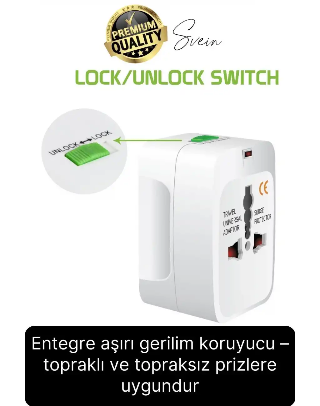 Premium Evrensel Fiş Dönüştürücü Adaptör İnternational Uluslararası Tüm Ülkelerle Uyumlu Seyahat
