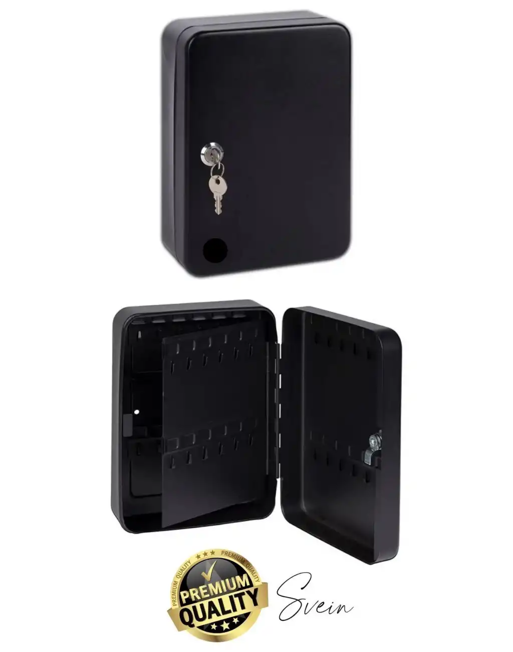 Premium Sağlam Yüksek Güvenlik Büyük Kilitli Anahtar Obje Kutusu Kapaklı Dolabı Metal Vale Siyah