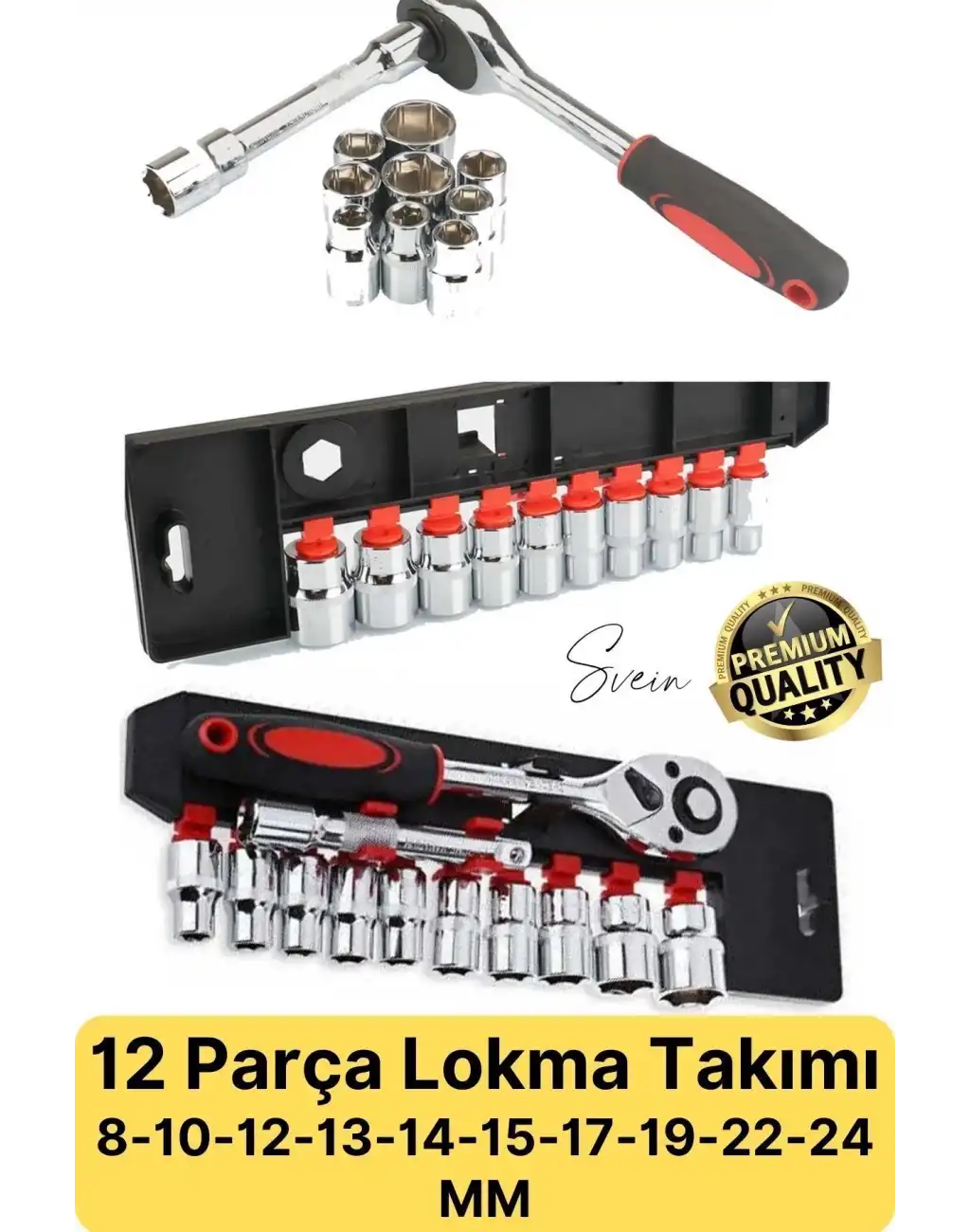 Premium 12 Parça Lokma Anahtar Takımı Cırcırlı Seti Standlı Otomatik Ayarlı Kilitli Mandallı Somun