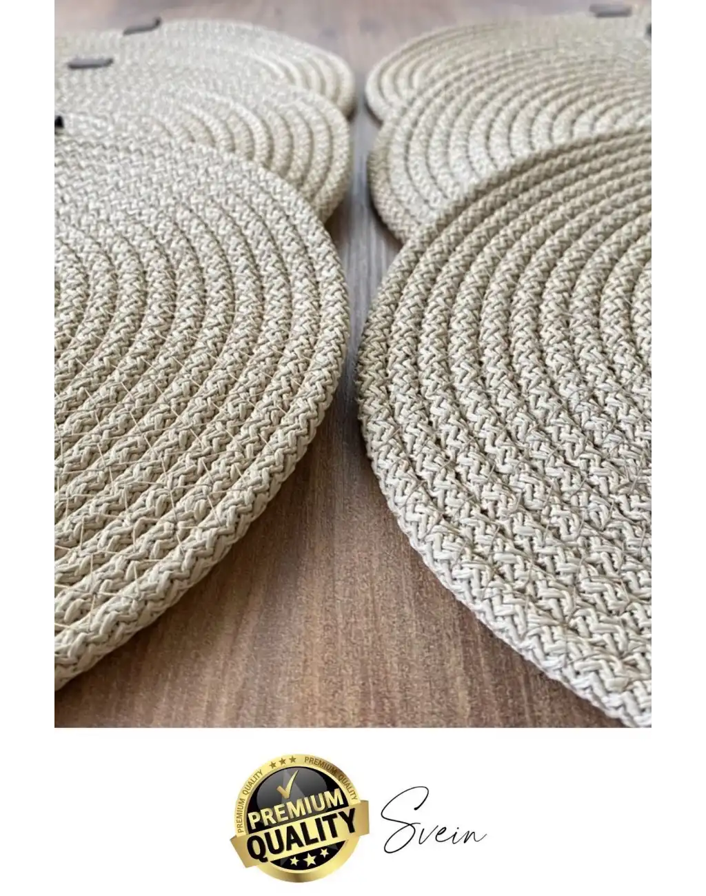 4 Adet Deluxe Krem Jüt Supla Sunum Amerikan Servis Sunum Tabak Tava Altlığı Kumaş Runner Örme Yanmaz