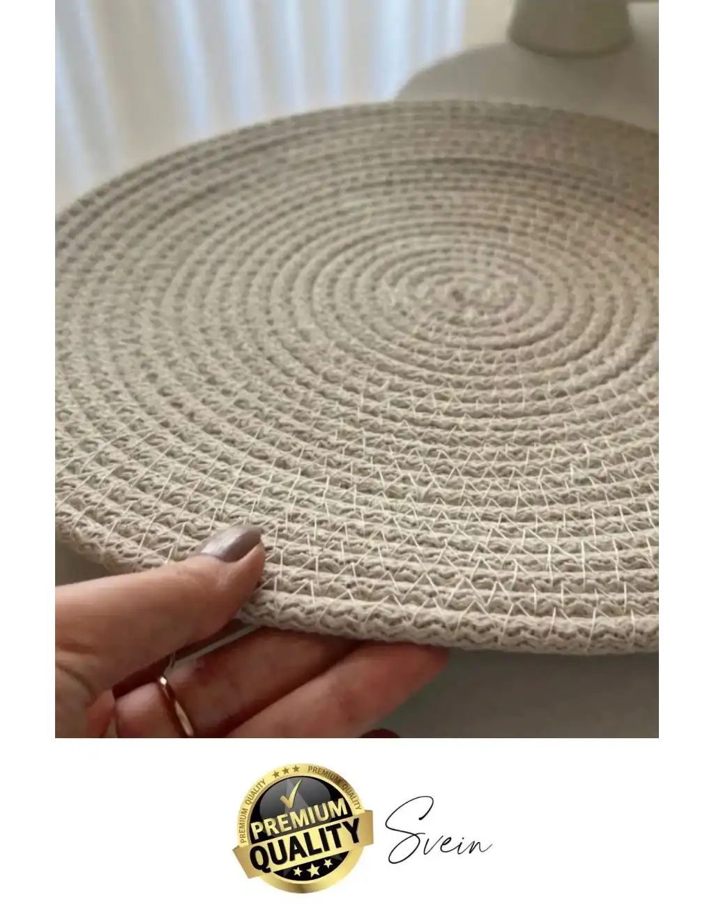 4 Adet Deluxe Krem Jüt Supla Sunum Amerikan Servis Sunum Tabak Tava Altlığı Kumaş Runner Örme Yanmaz