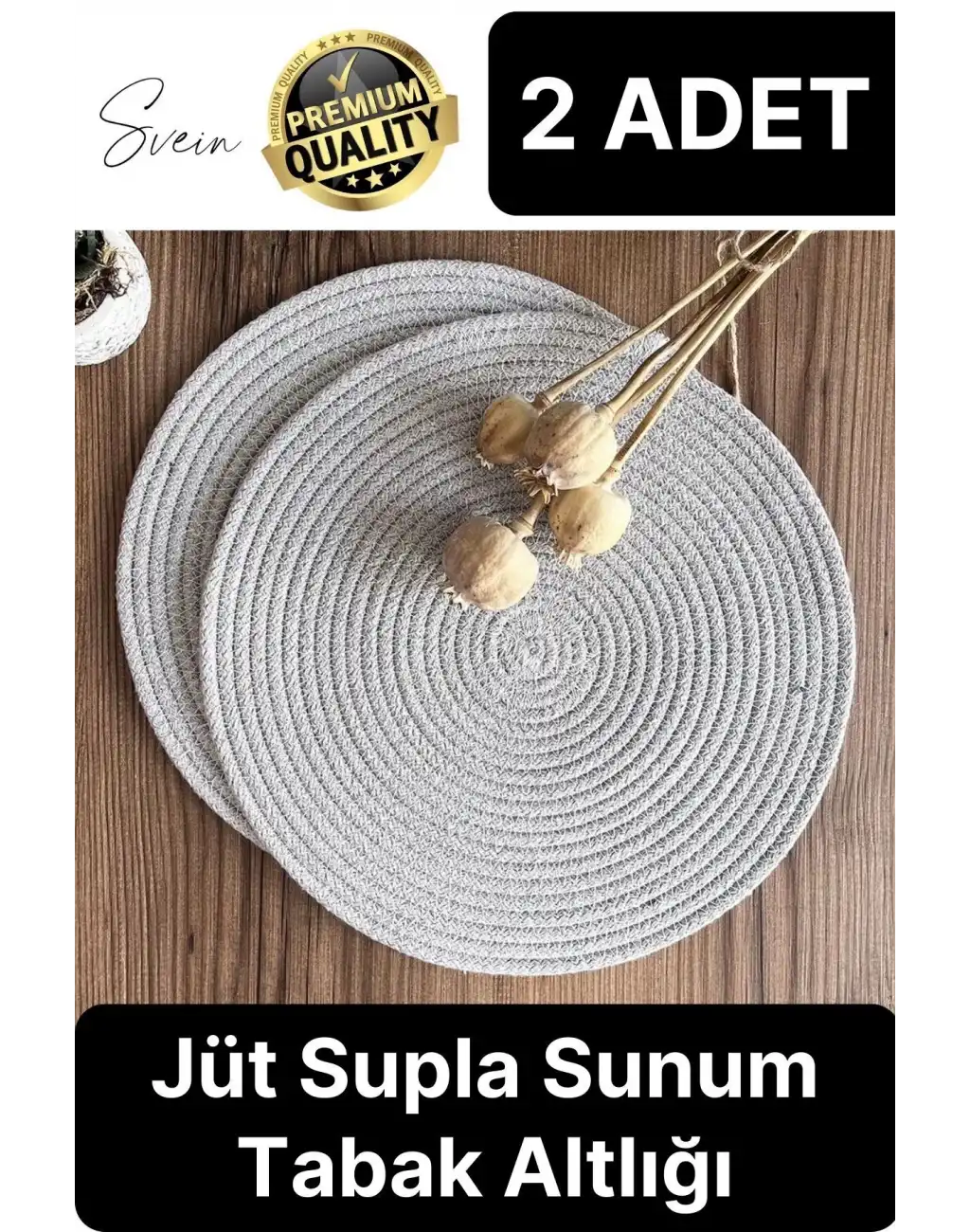 2 Adet Deluxe Krem Jüt Supla Sunum Amerikan Servis Sunum Tabak Tava Altlığı Kumaş Runner Örme Yanmaz