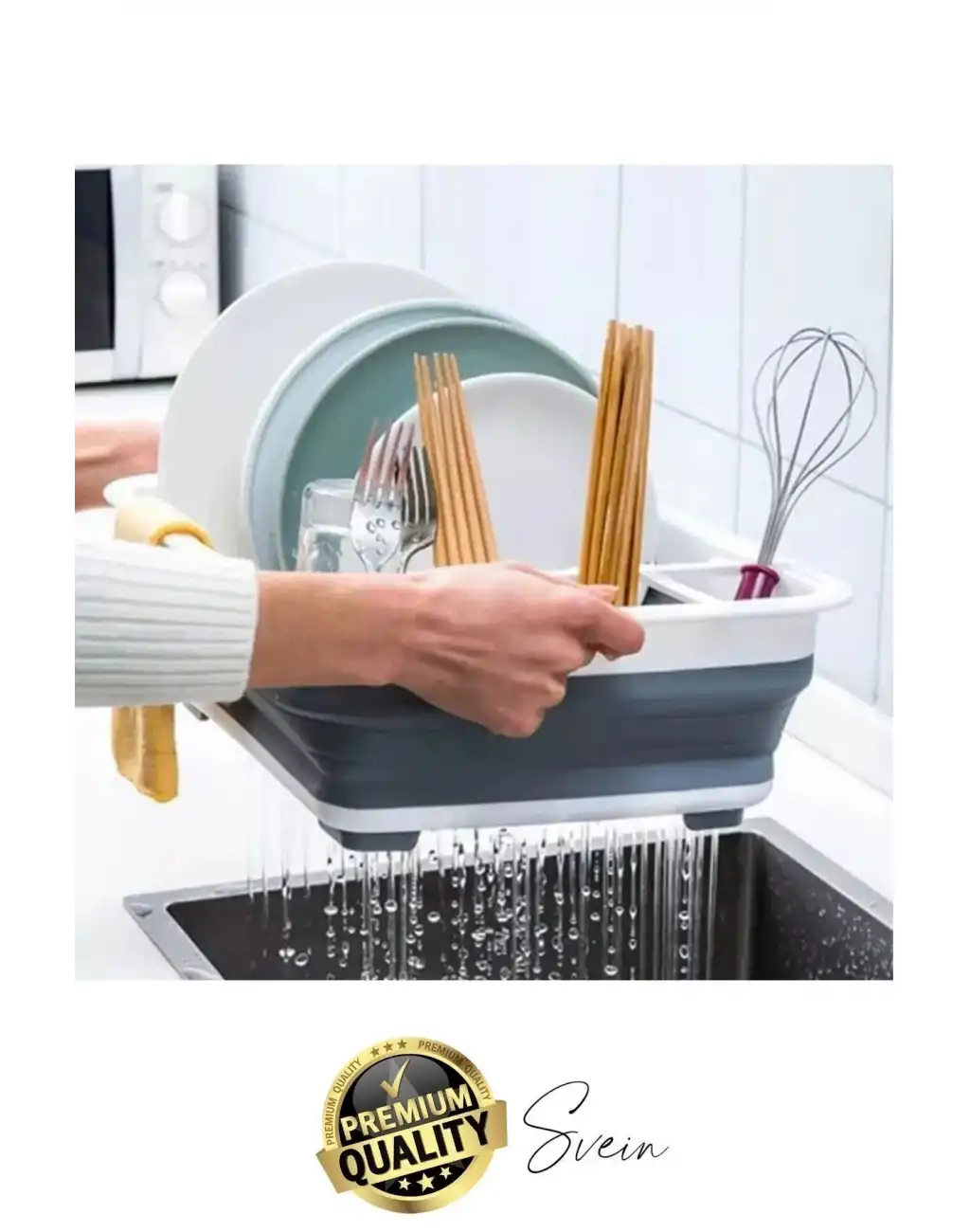 Pratik Katlanabilen Ayarlı Silikon Beyaz Bulaşıklık Kurutmalık Sepet Çatal Kaşık Hazneli Süzgeçli