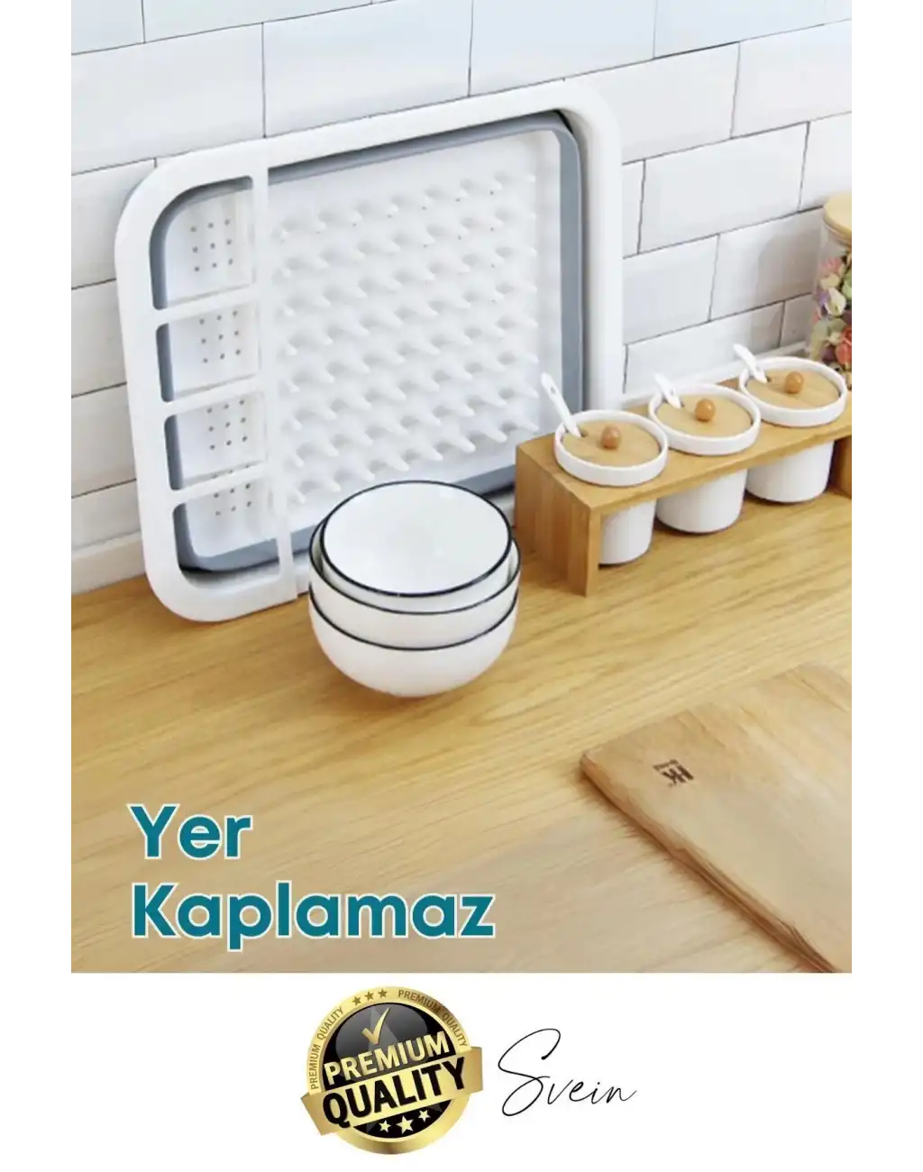 Pratik Katlanabilen Ayarlı Silikon Beyaz Bulaşıklık Kurutmalık Sepet Çatal Kaşık Hazneli Süzgeçli