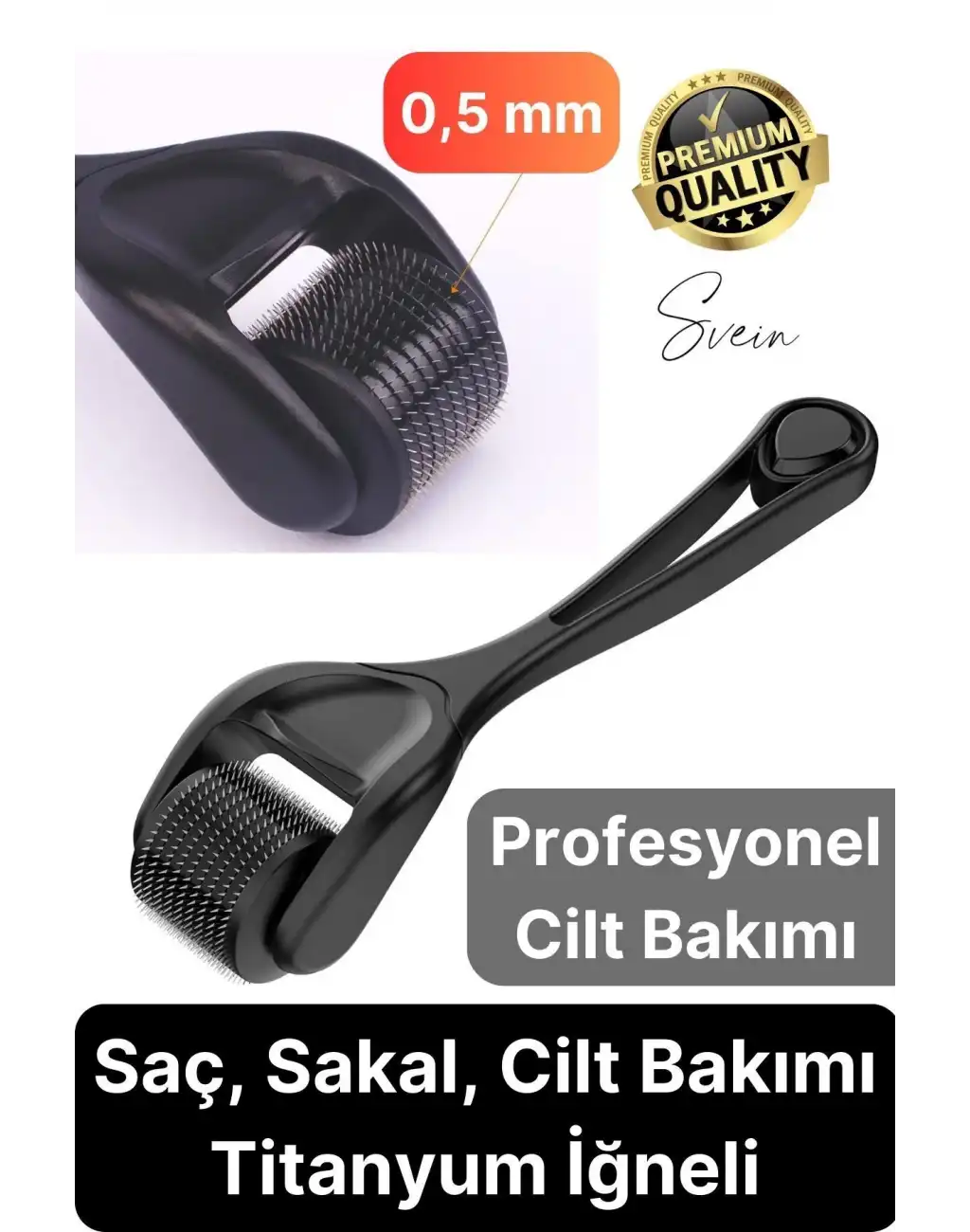 Profesyonel Cilt Bakımı Derma Roller Titanyum İğneli Saç Derisi Sakal Uzatma Büyütme Bıyık Çıkartma