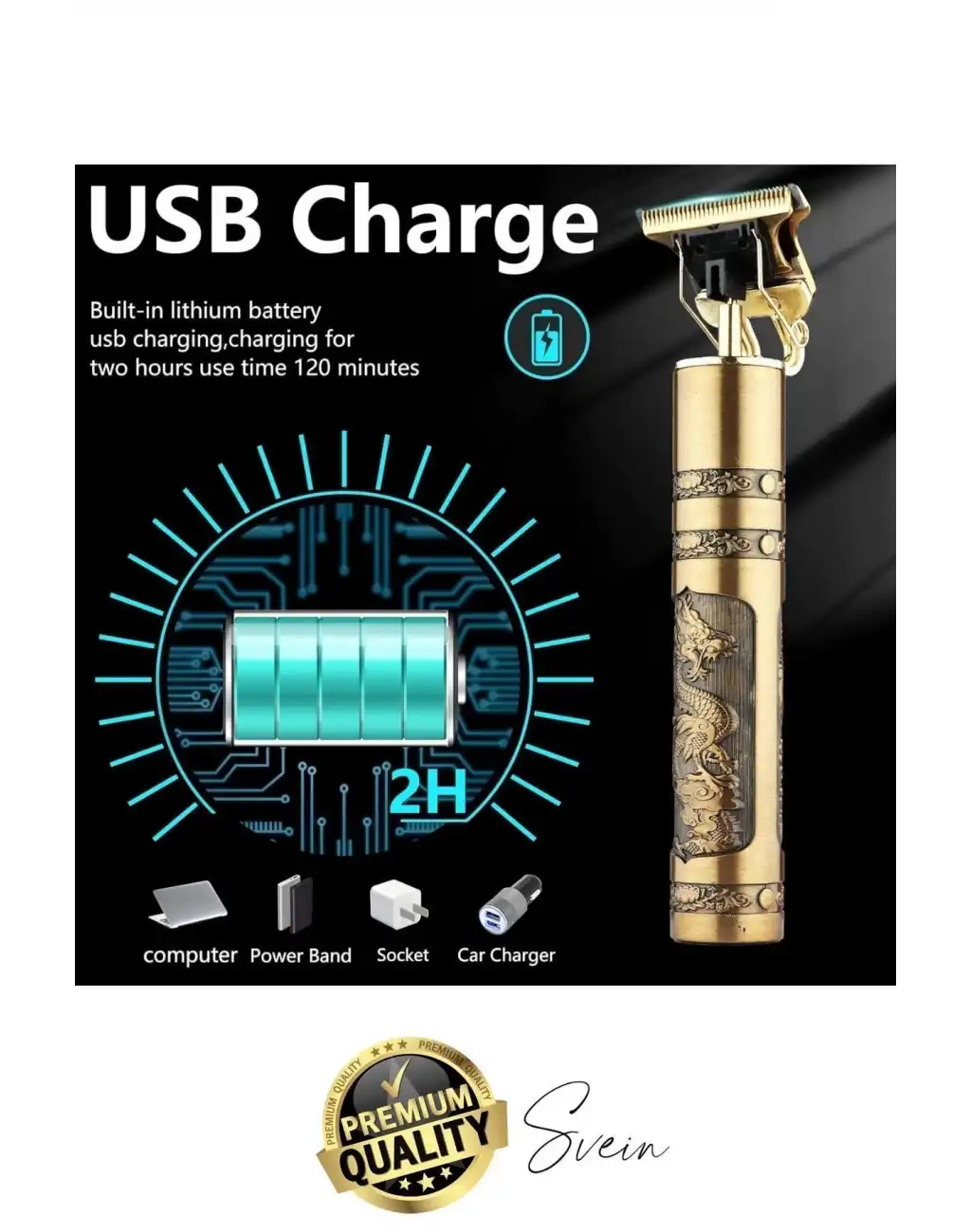 Profesyonel Vintage Taşınabilir Elektrikli Şarjlı Saç Kesme Makinesi Erkek Sakal Tıraş Düzeltici