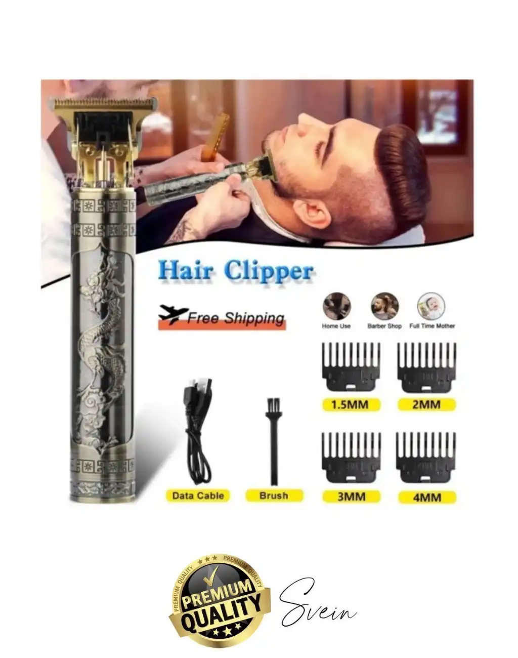 Profesyonel Vintage Taşınabilir Elektrikli Şarjlı Saç Kesme Makinesi Erkek Sakal Tıraş Düzeltici