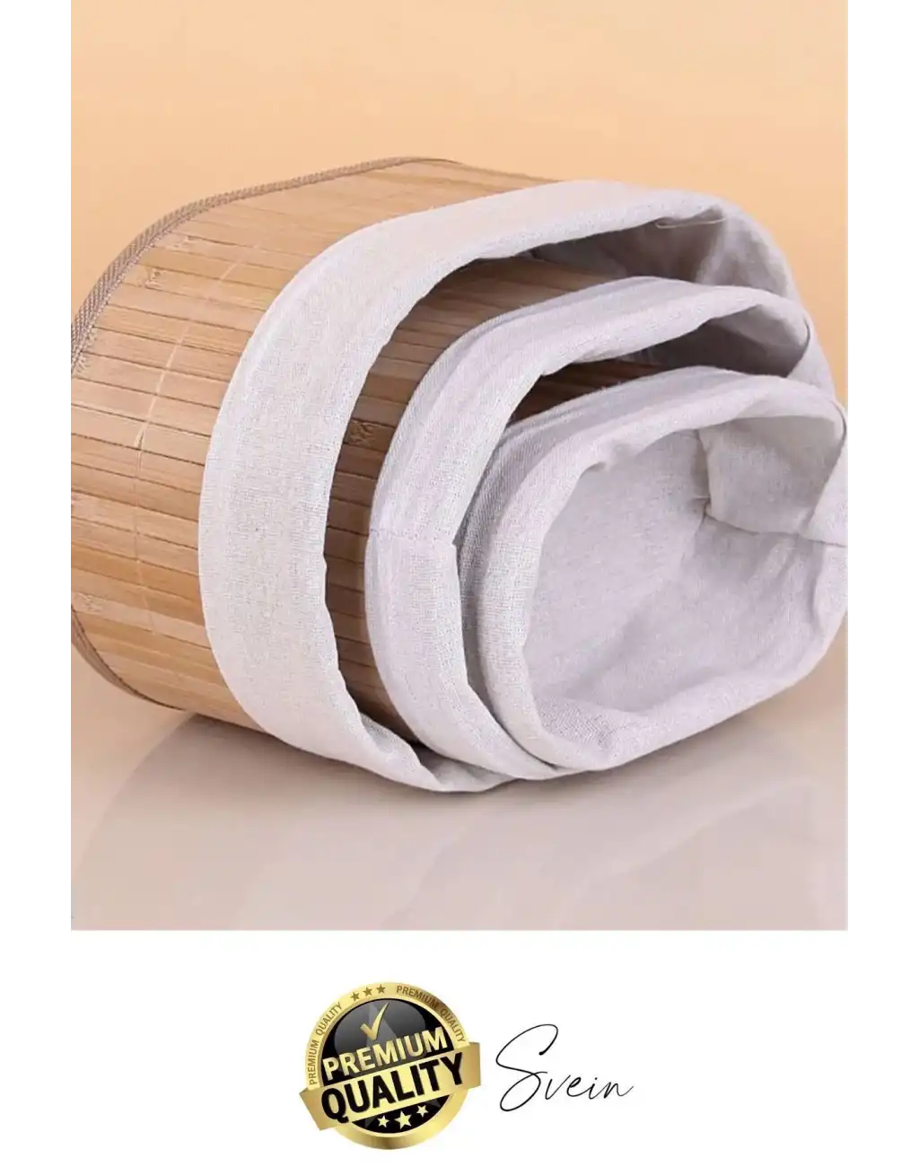 3lü Çok Amaçlı Bambu Düzenleyici Banneton Örtülü Sepet Eşya Kutusu Saklama Banyo Kozmetik Organizer