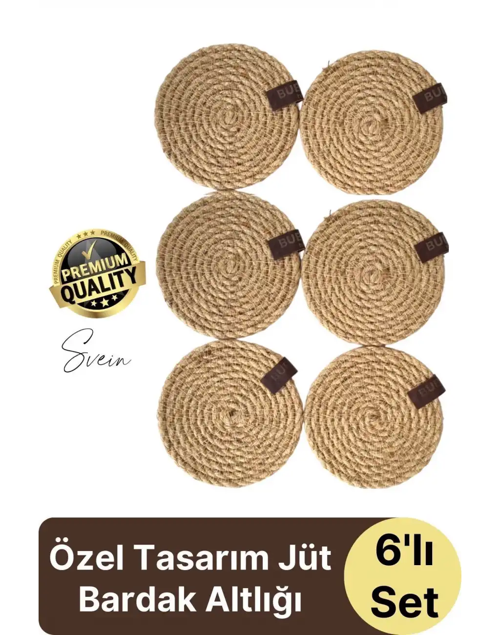 Özel Üretim 6 Adet Jüt Dokuma Halat İçecek Bardak Altlığı Seti Hasır Yuvarlak Sofra Rattan El Yapımı