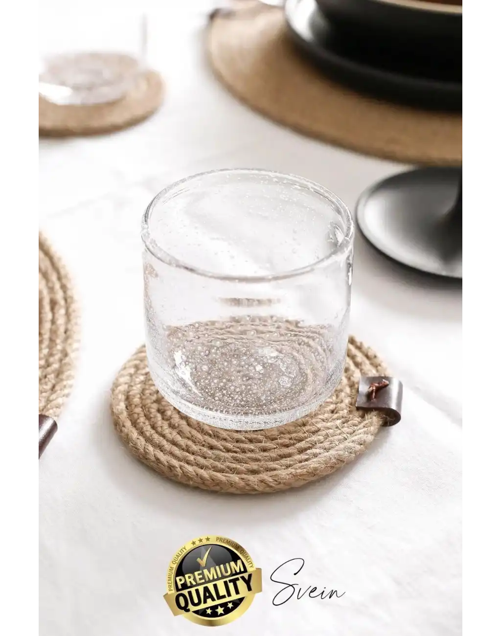 Özel Üretim 6 Adet Jüt Dokuma Halat İçecek Bardak Altlığı Seti Hasır Yuvarlak Sofra Rattan El Yapımı