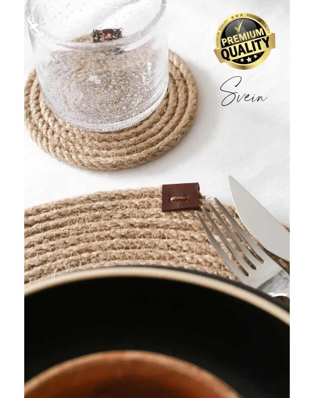 Özel Üretim 6 Adet Jüt Dokuma Halat İçecek Bardak Altlığı Seti Hasır Yuvarlak Sofra Rattan El Yapımı