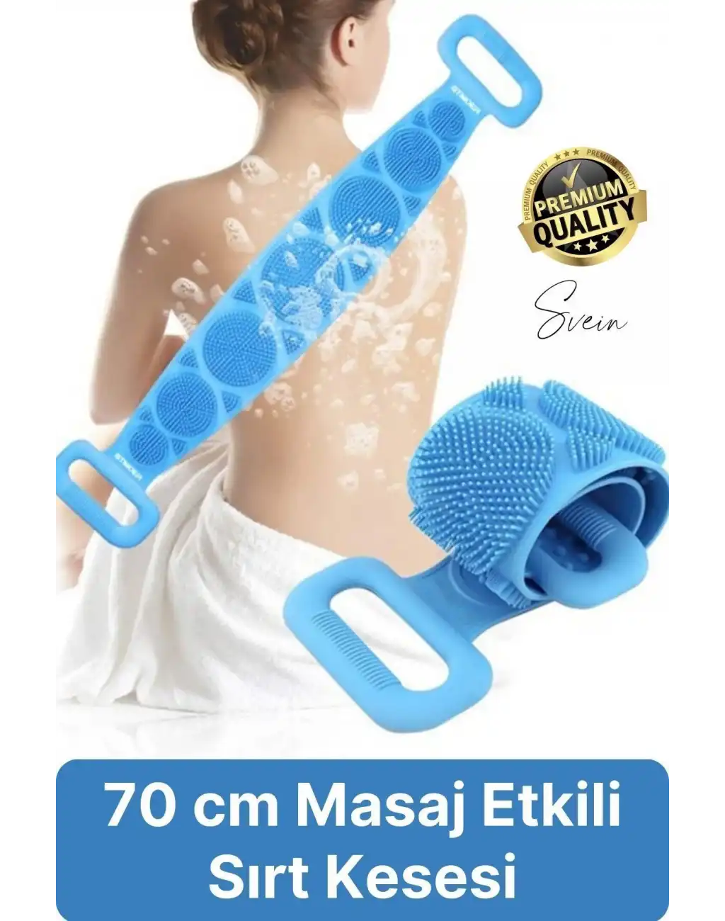 Banyo Duş Sırt Kesesi Çift Taraflı Silikon Lifi Fırçası 70 Cm Cilt Temizlik Peeling Masaj Uzun