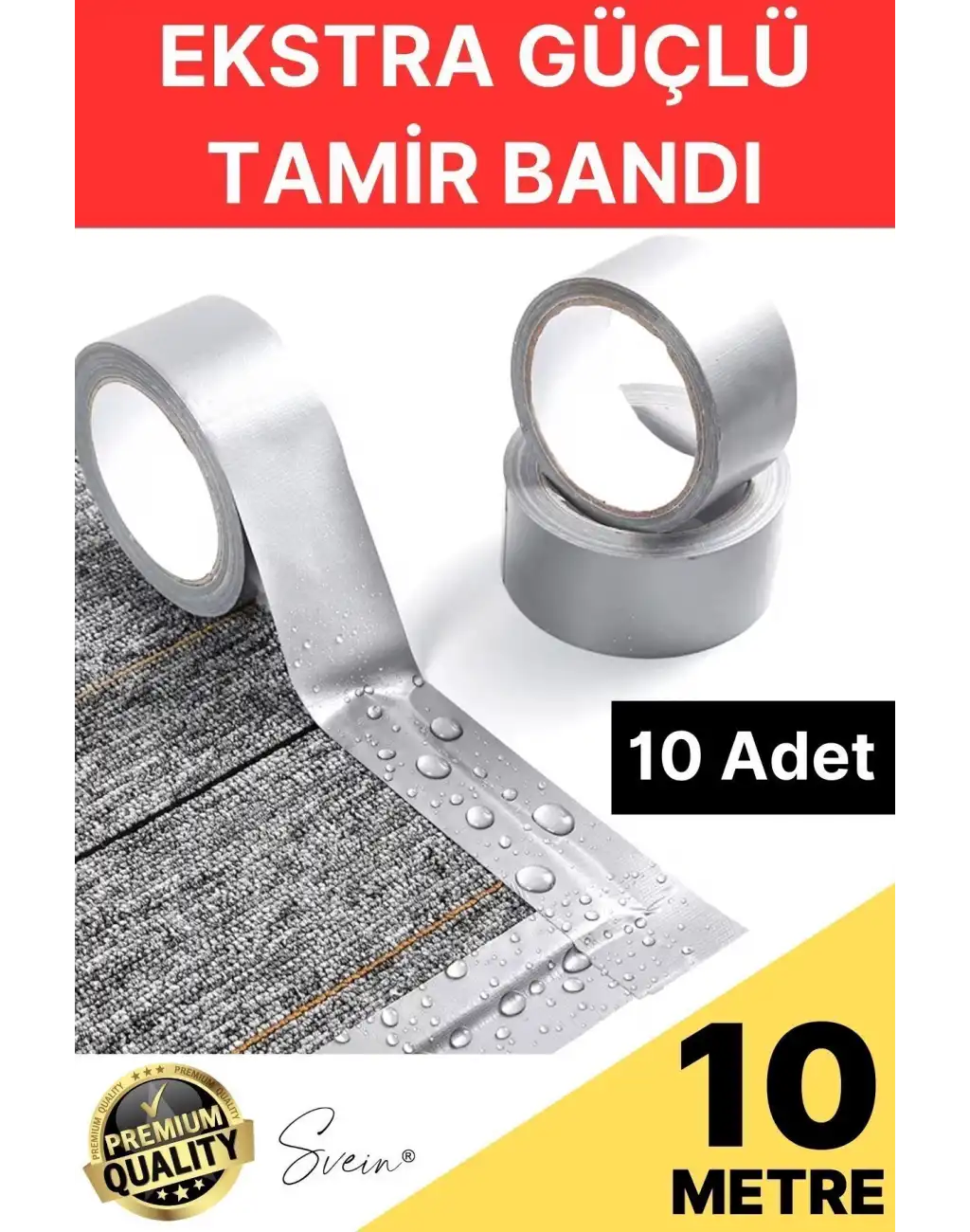 10 Adet 10 Mt Gri Lifli Tamir Takviye Onarım Bandı Su Geçirmez Sızdırmaz Kuvvetli Dayanıklı Çatlak