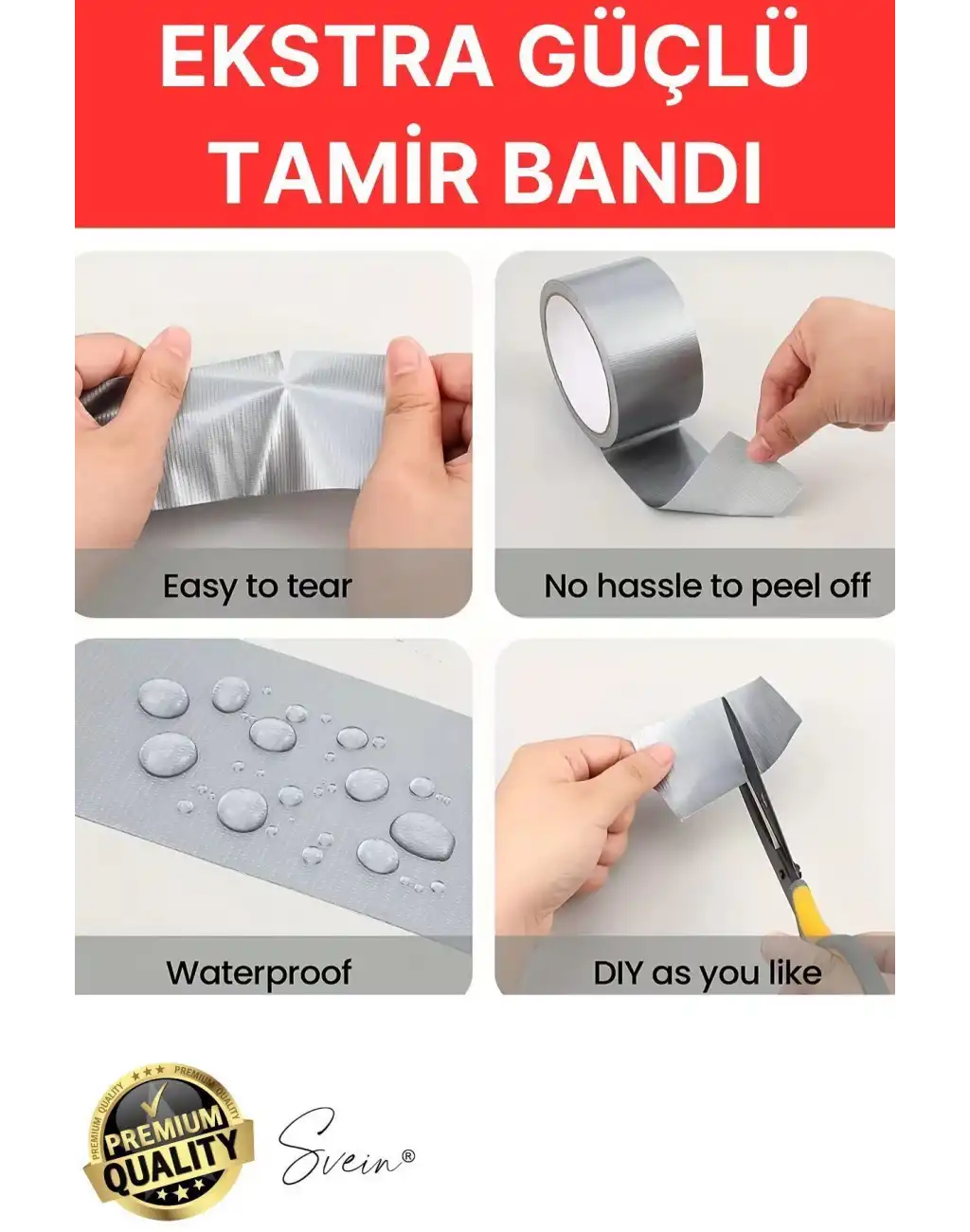 5 Adet 10 Mt Gri Lifli Tamir Takviye Onarım Bandı Su Geçirmez Sızdırmaz Kuvvetli Dayanıklı Çatlak