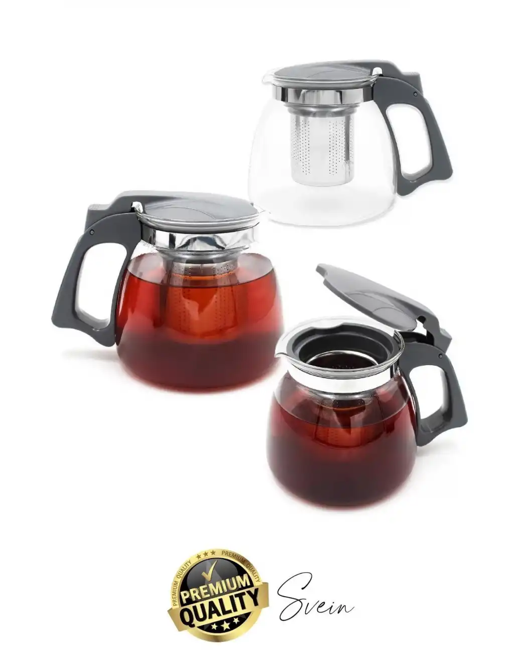 Premium Borosilikat Cam Demlik Isı Dayanıklı Şeffaf Süzgeçli Gevşek Yaprak Çay Makinesi Kapaklı