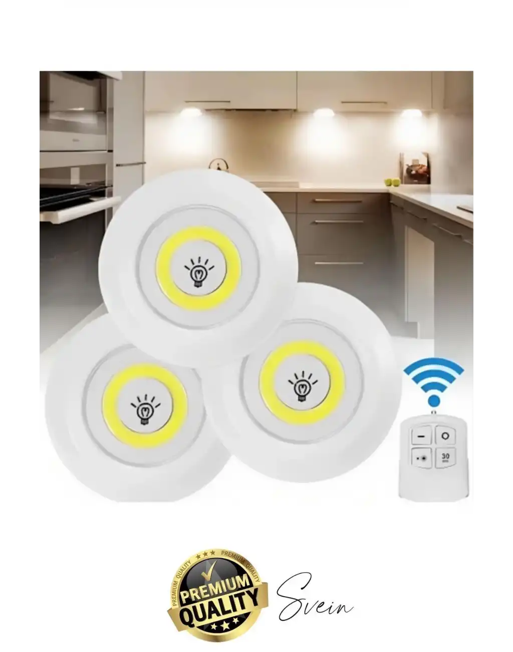 Kablosuz Uzaktan Kumandalı Beyaz 3lü Led Okuma Işık Gece Lambası Mutfak Dolap Koridor Pilli Dolapiçi