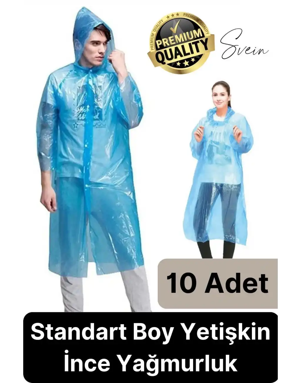 10lu Taşınabilir Kadın Erkek Unisex Yağmurluk Su Geçirmez Kullanımlık Kamp Yürüyüş Kapşonlu