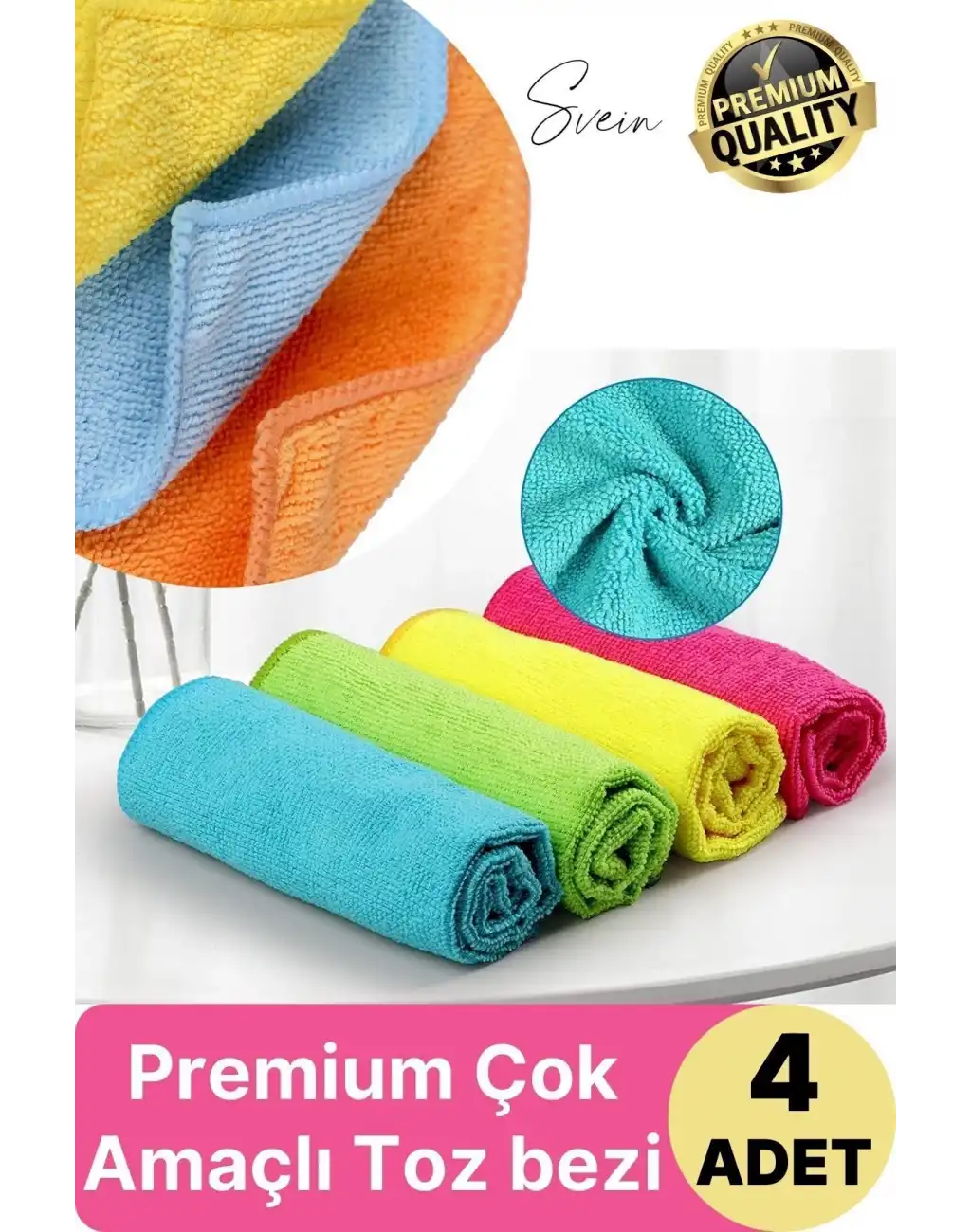 4lü Çok Amaçlı Kaliteli Mikrofiber Süper Emici Silme Kurulama Toz Bezi Cam Mutfak Temizlik Renkli