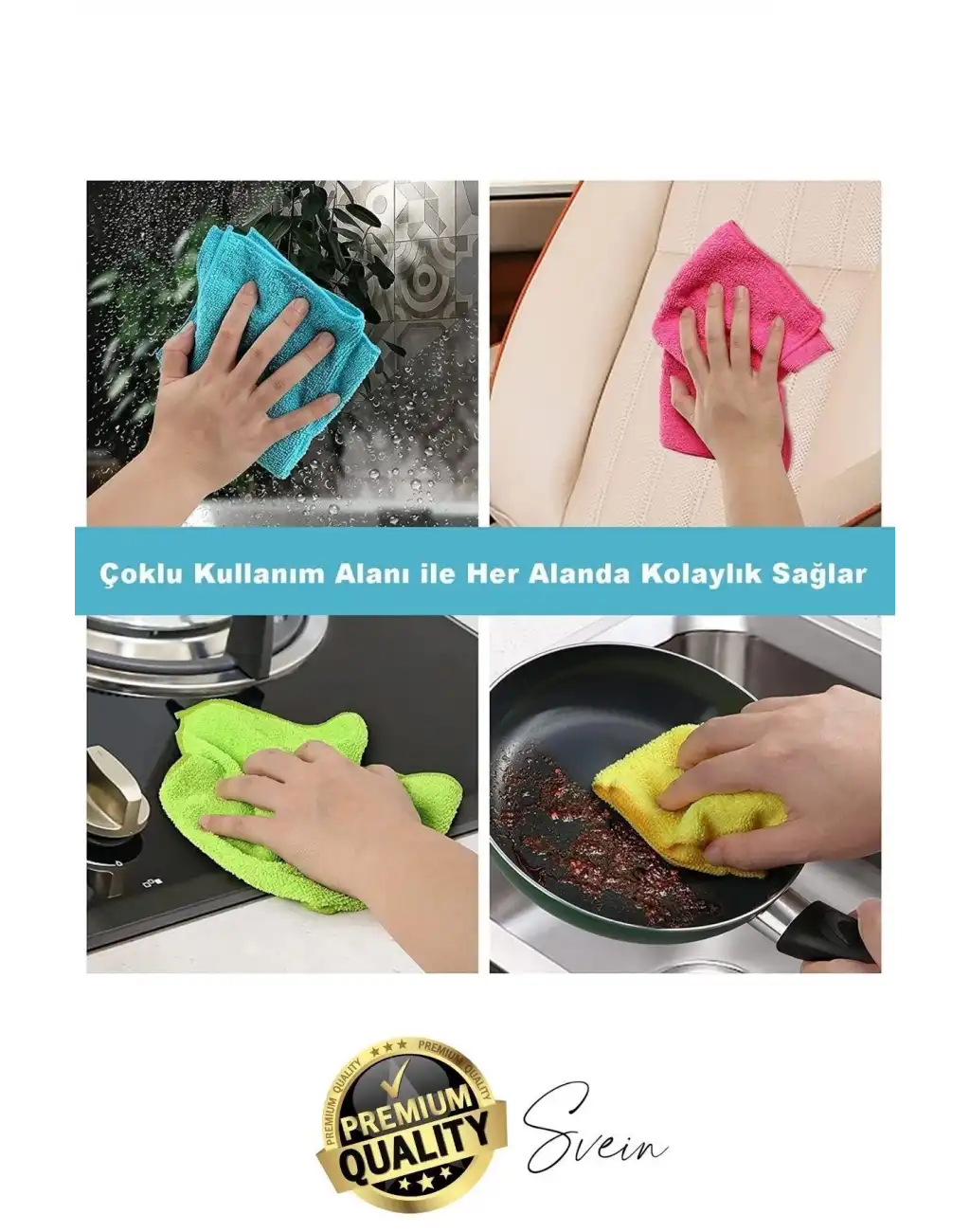 4lü Çok Amaçlı Kaliteli Mikrofiber Süper Emici Silme Kurulama Toz Bezi Cam Mutfak Temizlik Renkli