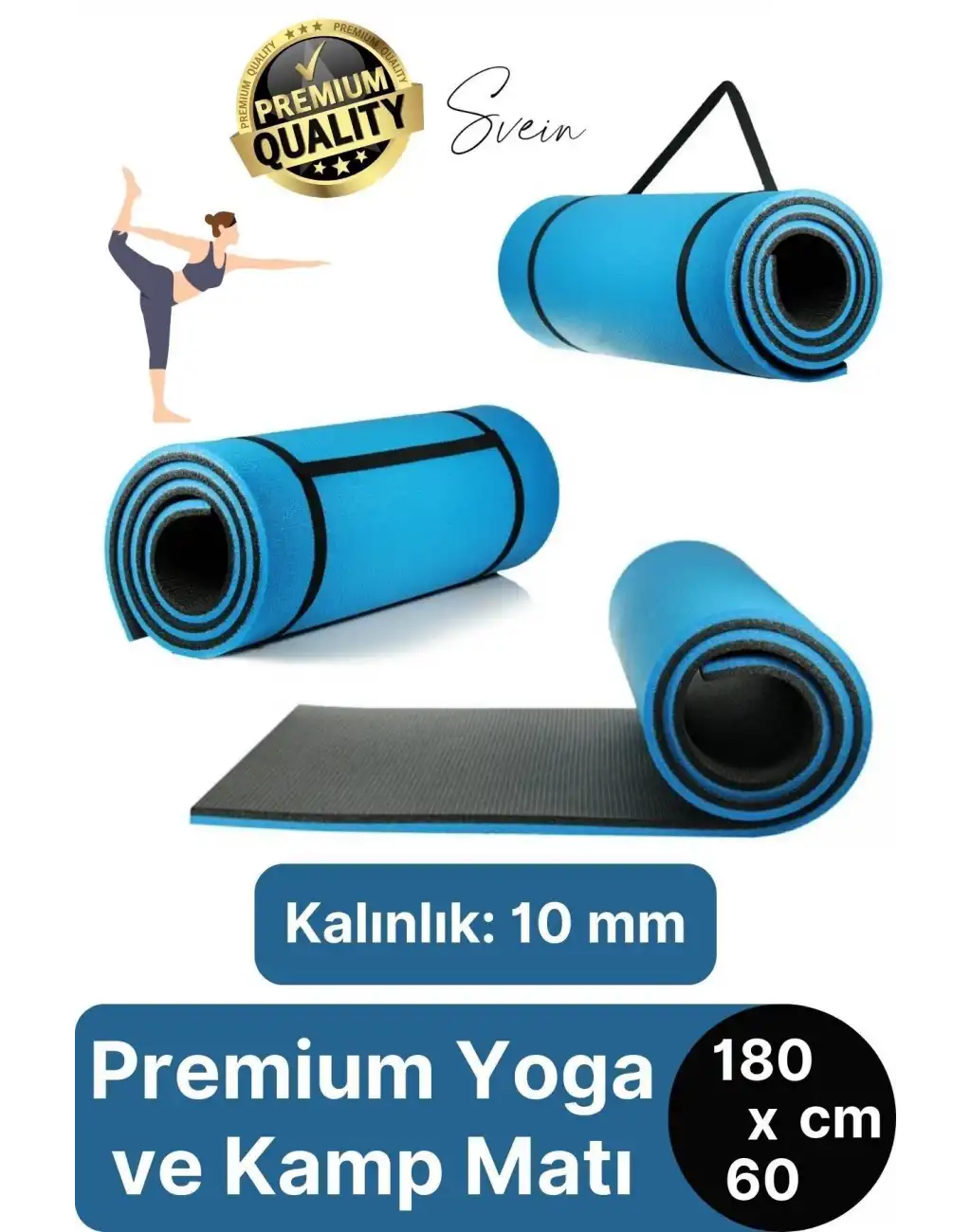 Premium Yoga Pilates Spor Konforlu Taşıma Askılı Çift Taraflı Çadır Uyku Kamp Matı Yer Minderi