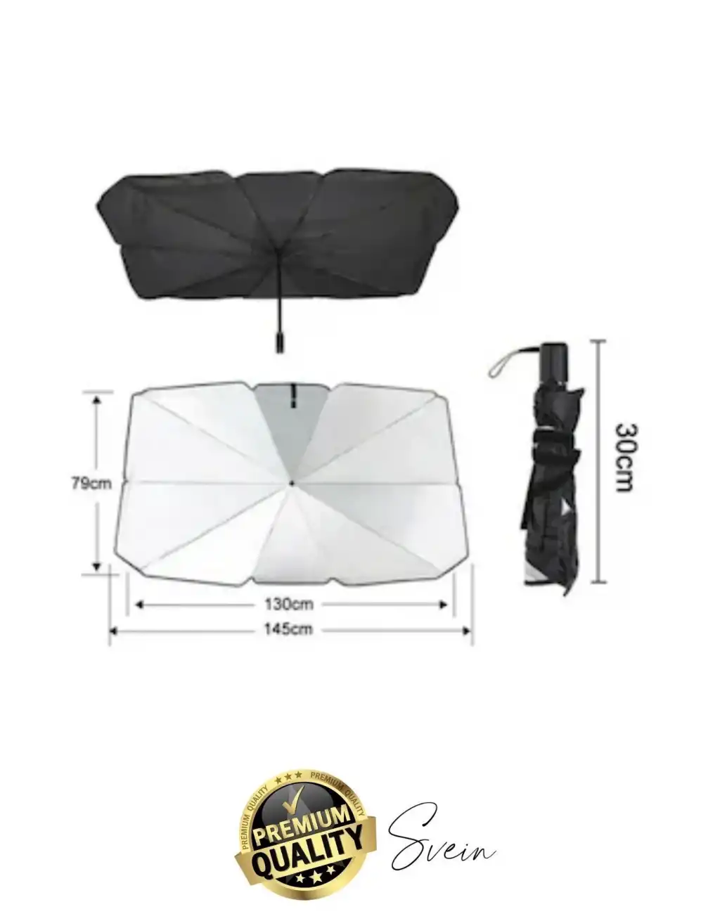 Premium Büyük Boy Titanyum Tüm Araçlarla Uyumlu Geçirmez Dayanıklı Araç İçi Ön Cam Şemsiye Güneşlik