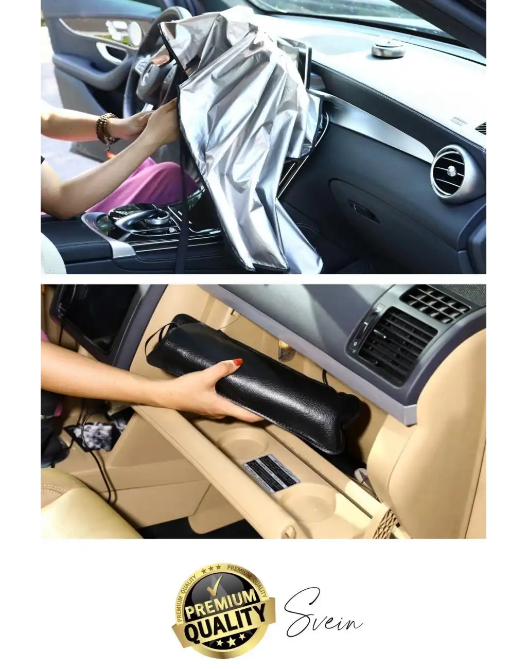 Premium Büyük Boy Titanyum Tüm Araçlarla Uyumlu Geçirmez Dayanıklı Araç İçi Ön Cam Şemsiye Güneşlik