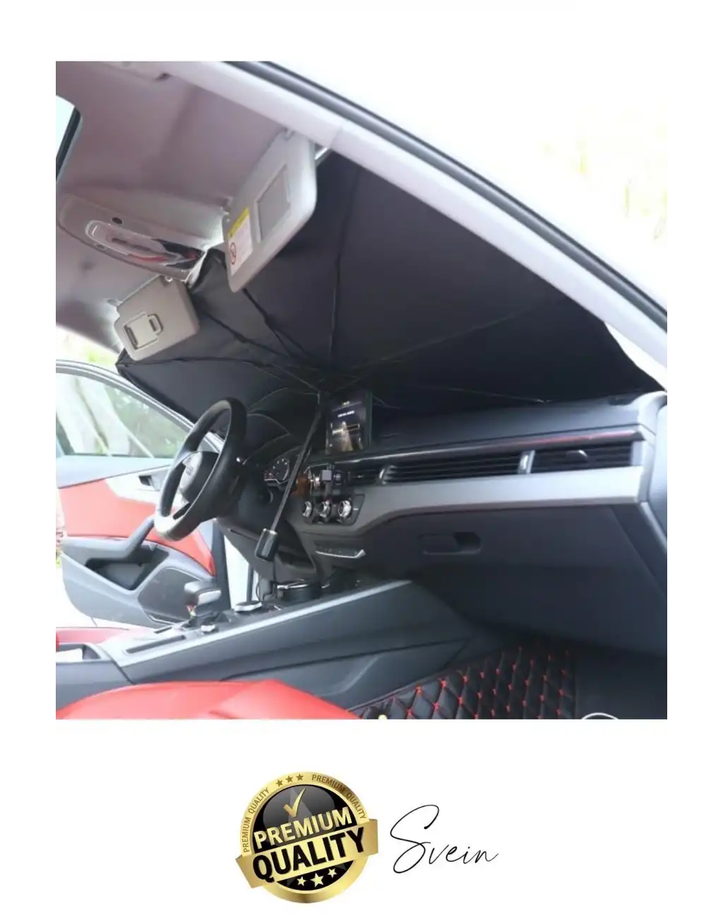 Premium Büyük Boy Titanyum Tüm Araçlarla Uyumlu Geçirmez Dayanıklı Araç İçi Ön Cam Şemsiye Güneşlik