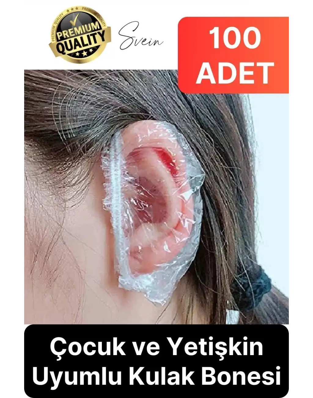 Pratik Su Geçirmez Çocuk Yetişkin Koruyucu Dayanıklı Esnek Şeffaf Uyumlu Lastikli Kulak Bonesi