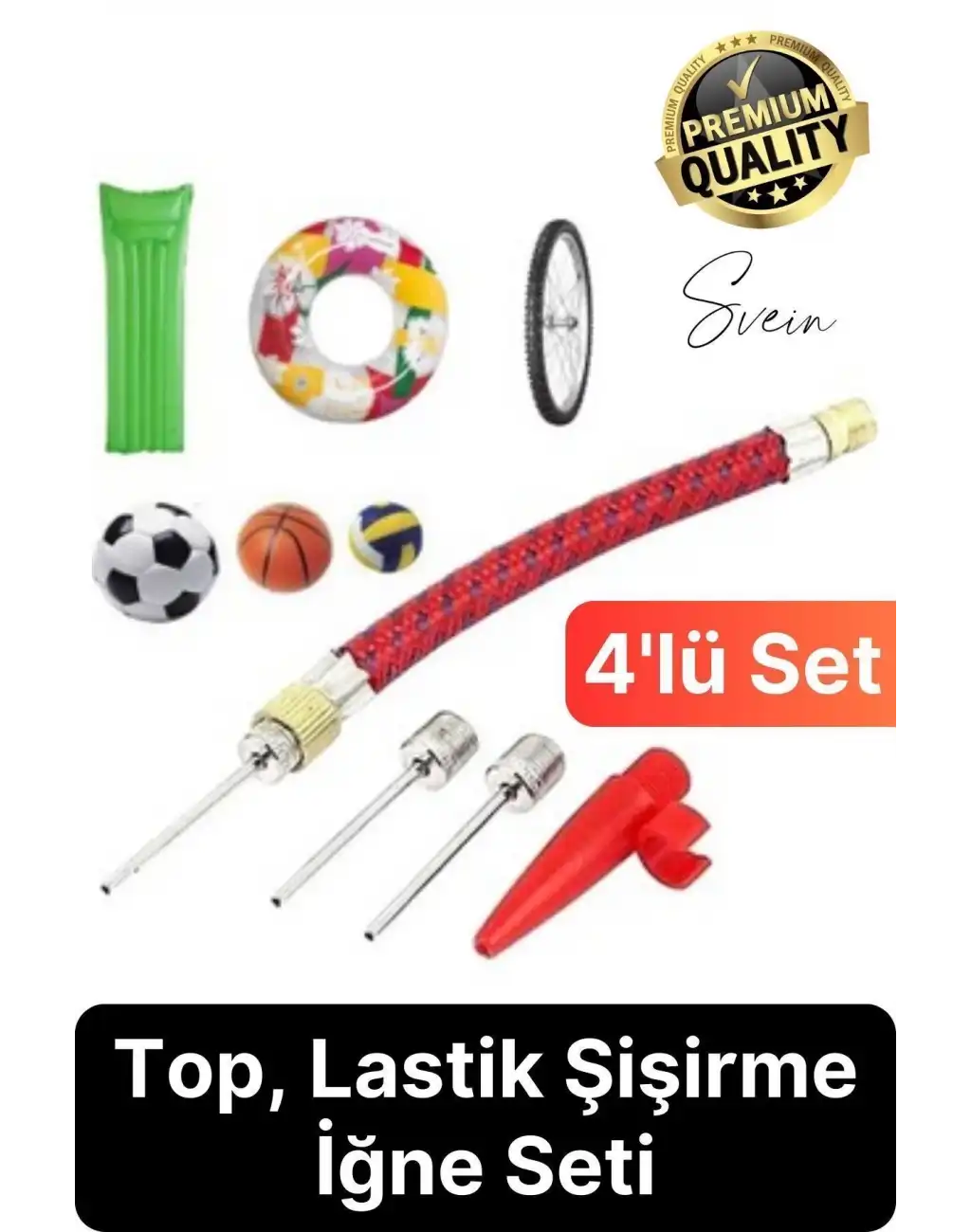 5 Parça Hava Şişirme Ucu İğnesi Aparatı Sibop Seti Spor Topu Basketbol Futbol Bisiklet Lastik Amaçlı