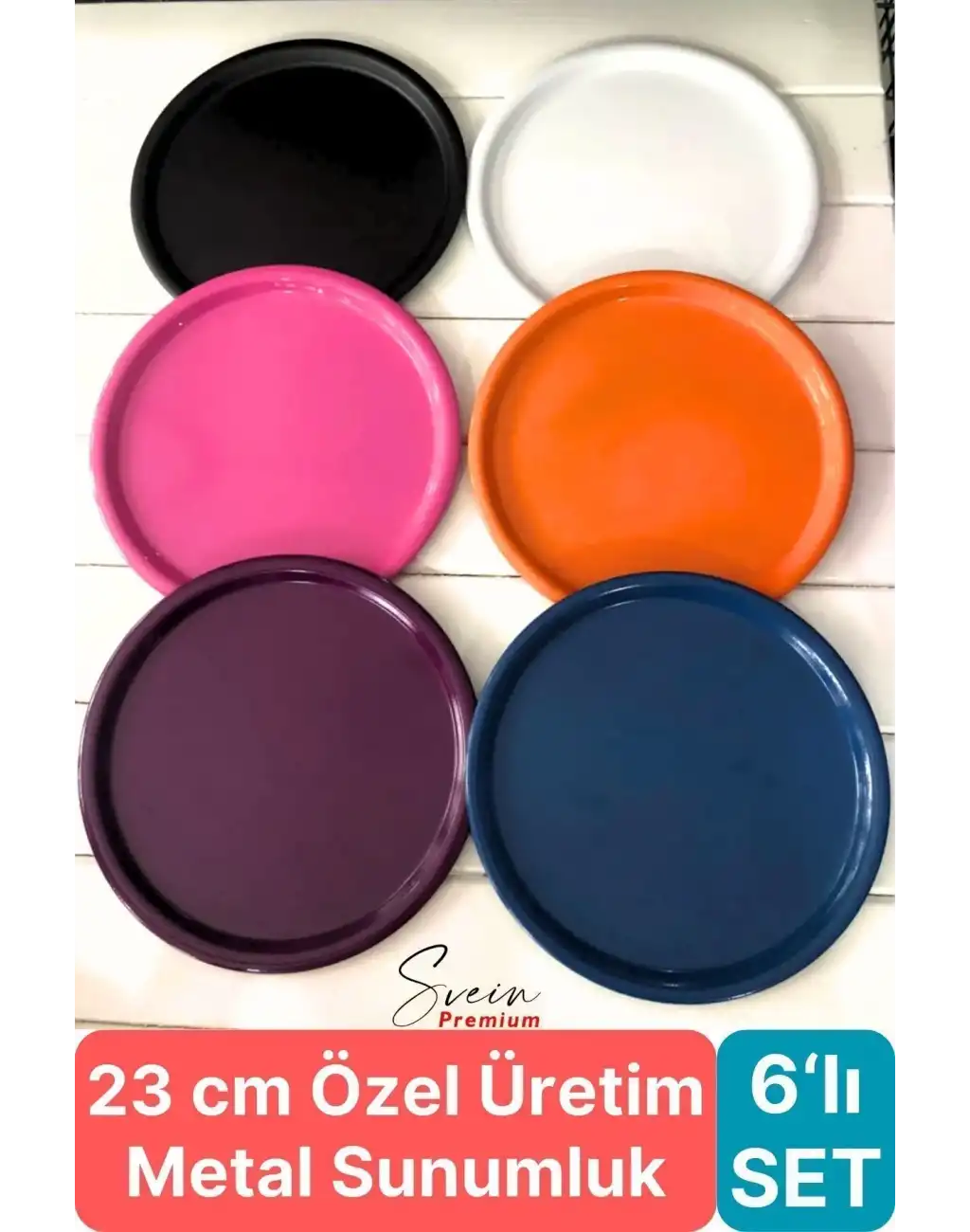 Özel Üretim 6 Parça Renkli Metal Yuvarlak Paslanmaz Baton Tepsi Sunum Seti Çay Kahve Pasta Yemek