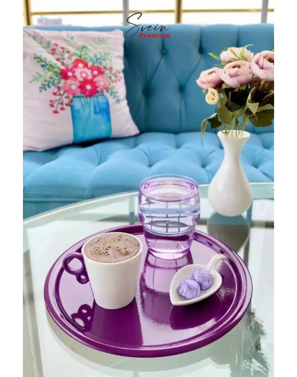 Özel Üretim 6 Parça Renkli Metal Yuvarlak Paslanmaz Baton Tepsi Sunum Seti Çay Kahve Pasta Yemek