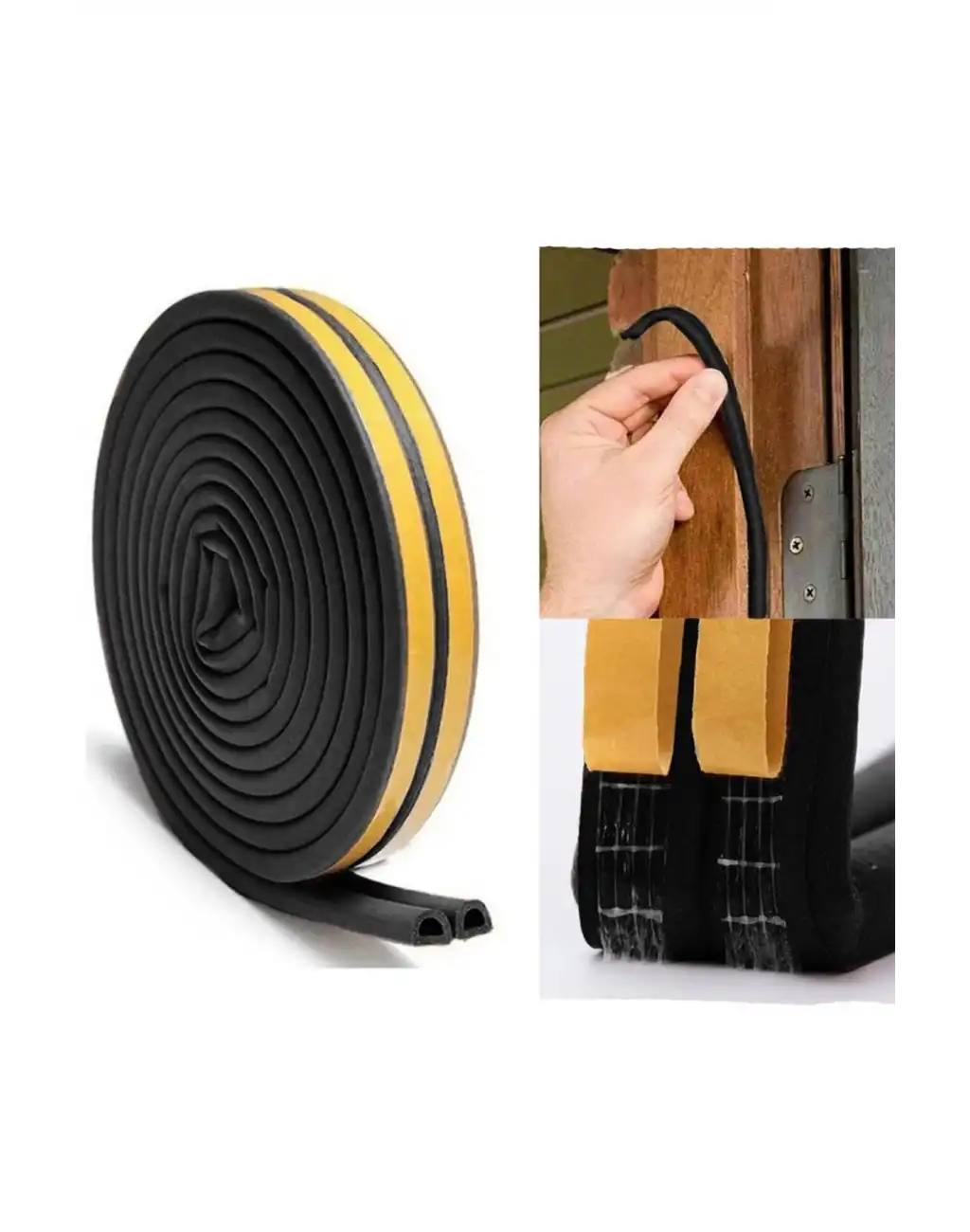 4 Metre Siyah Pvc Doğrama Kapı Pencere Soğuk Geçirmez Sızdırmaz İzolasyon Fitil Yapışkanlı 2x2=4 mt