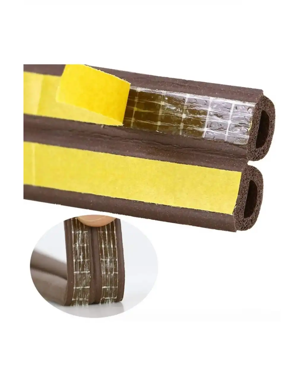 4 Metre Kahve Pvc Doğrama Kapı Pencere Soğuk Geçirmez Sızdırmaz İzolasyon Fitil Yapışkanlı 2x2=4 mt