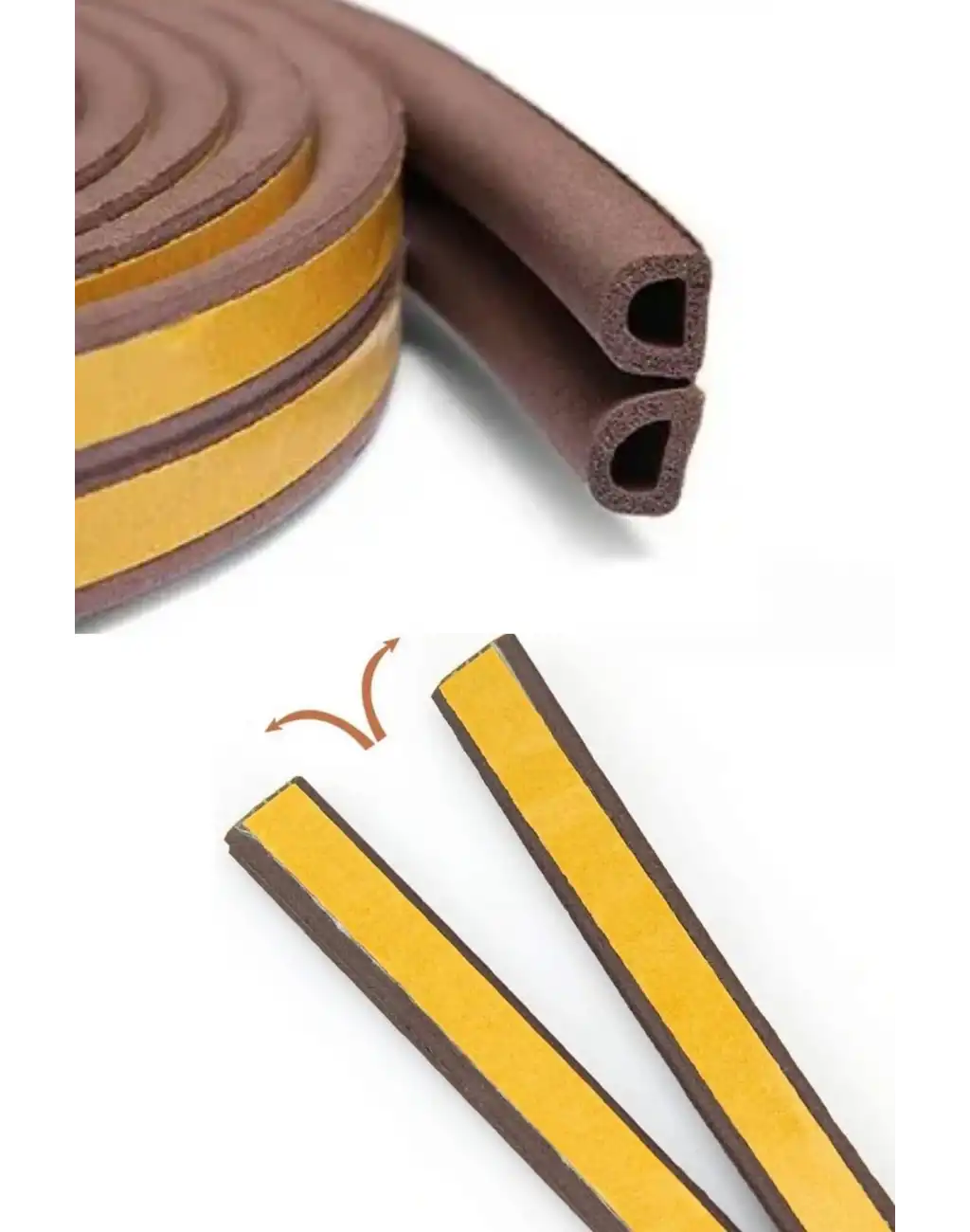 2 Metre Kahve Pvc Doğrama Kapı Pencere Soğuk Geçirmez Sızdırmaz İzolasyon Fitil Yapışkanlı 1x2=2 mt