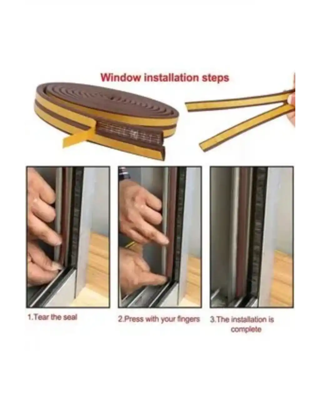 2 Metre Kahve Pvc Doğrama Kapı Pencere Soğuk Geçirmez Sızdırmaz İzolasyon Fitil Yapışkanlı 1x2=2 mt