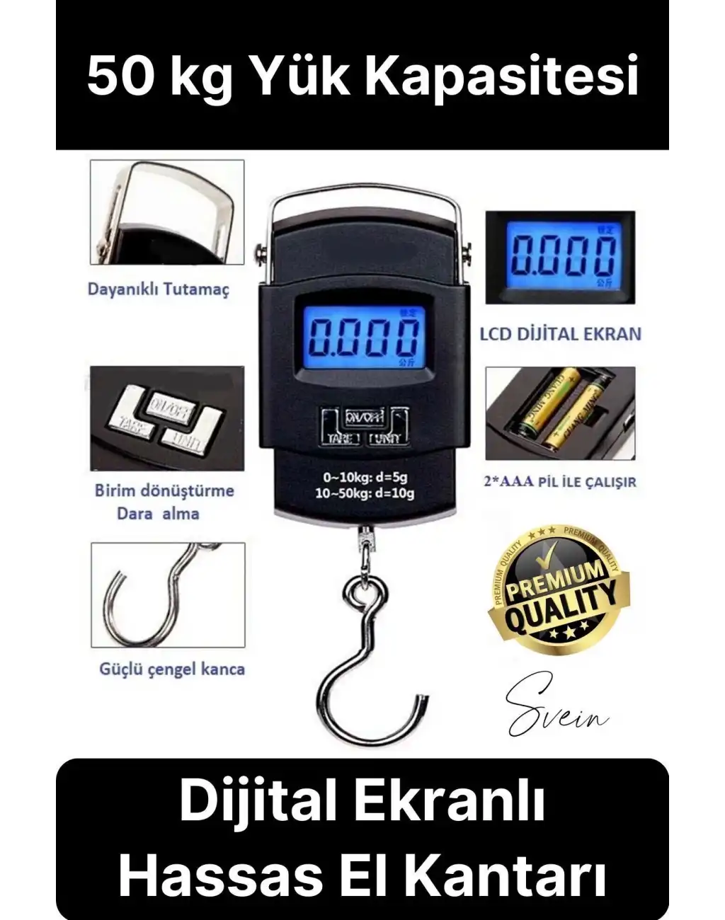 Taşınabilir Hassas Elektronik Terazi El Askılı Ölçekli LCD Dijital Göstergeli Ağırlıkları Bagaj