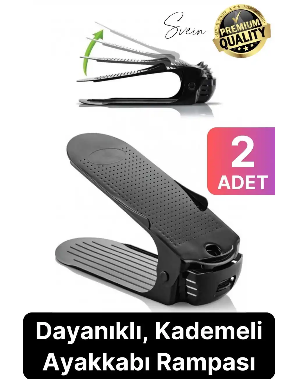 2 Adet Ayakkabı Rampası İstifleyici Dolap İçi Depolama Organizer Koruyucu Düzenleyici Ayarlanabilir