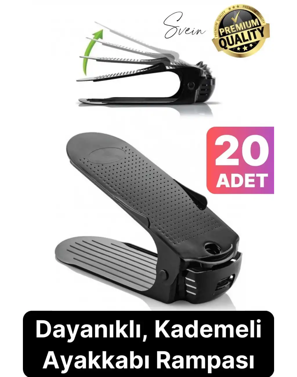 20 Adet Ayakkabı Rampası İstifleyici Dolap İçi Depolama Organizer Koruyucu Düzenleyici Ayarlanabilir